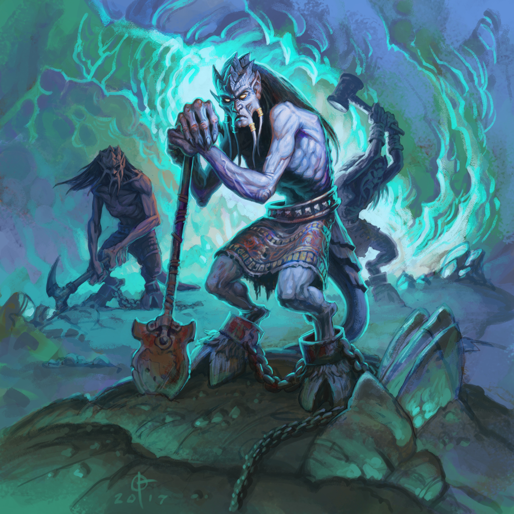 Saronite chain gang's art displays three gang members because it