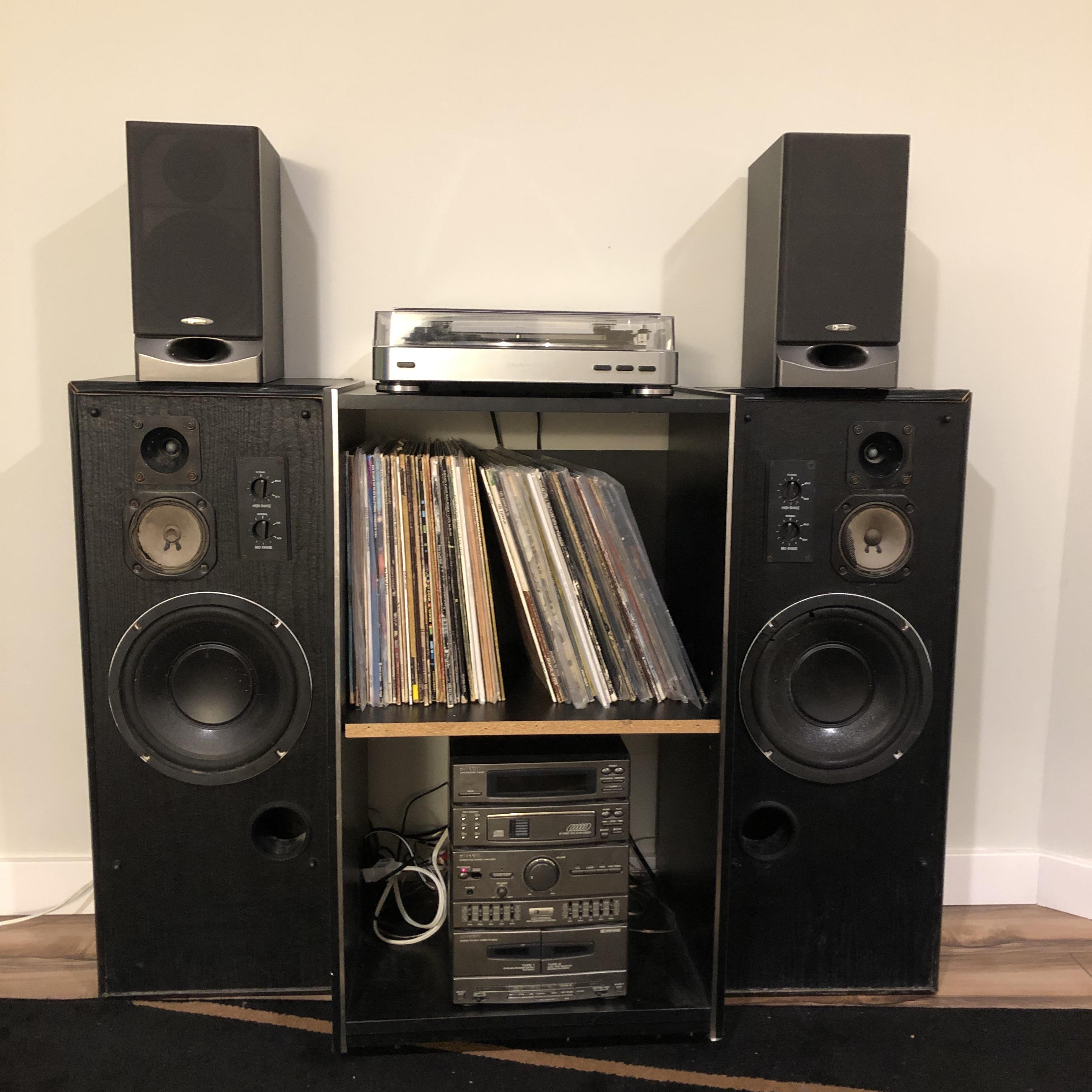 Current set up ! Top speakers aren’t connected, only used when mixing