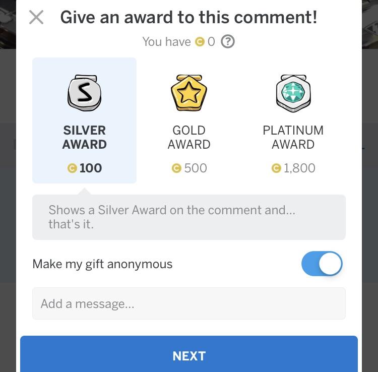 Reddit making the silver award seem insignificant so people will buy