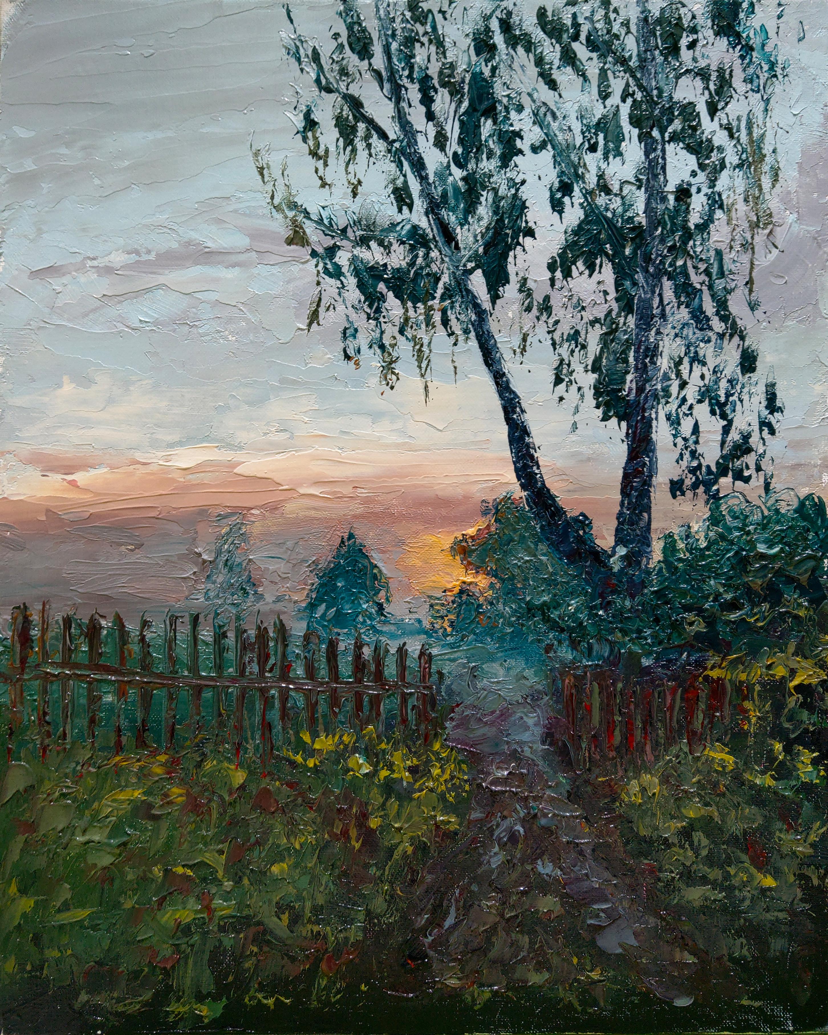 Foggy Path by Andrii Frolov (2021) Ukrainian oil painting the