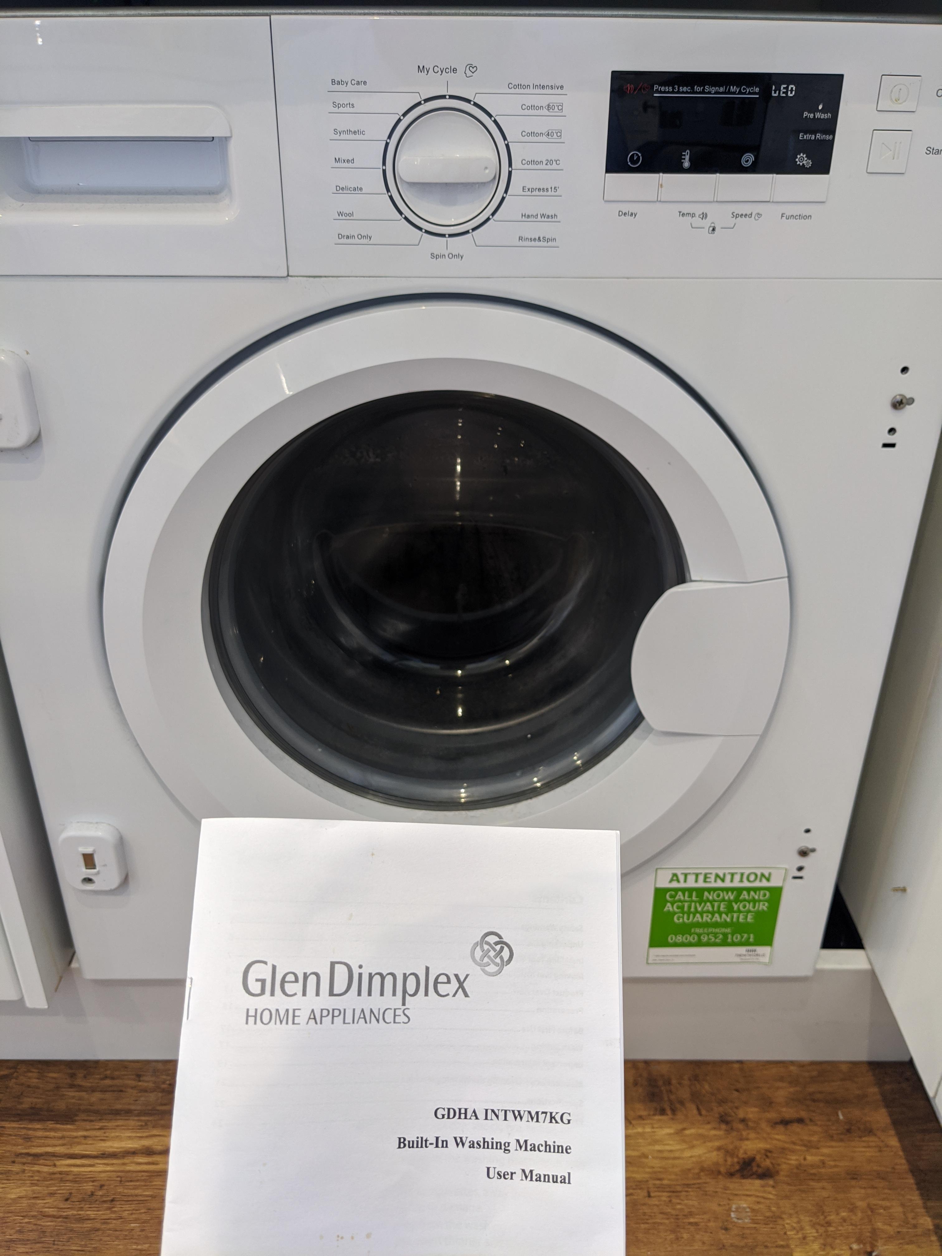 Glen Simplex Integrated Washing Machine GDHA INTWM7KG E21 Fault Code