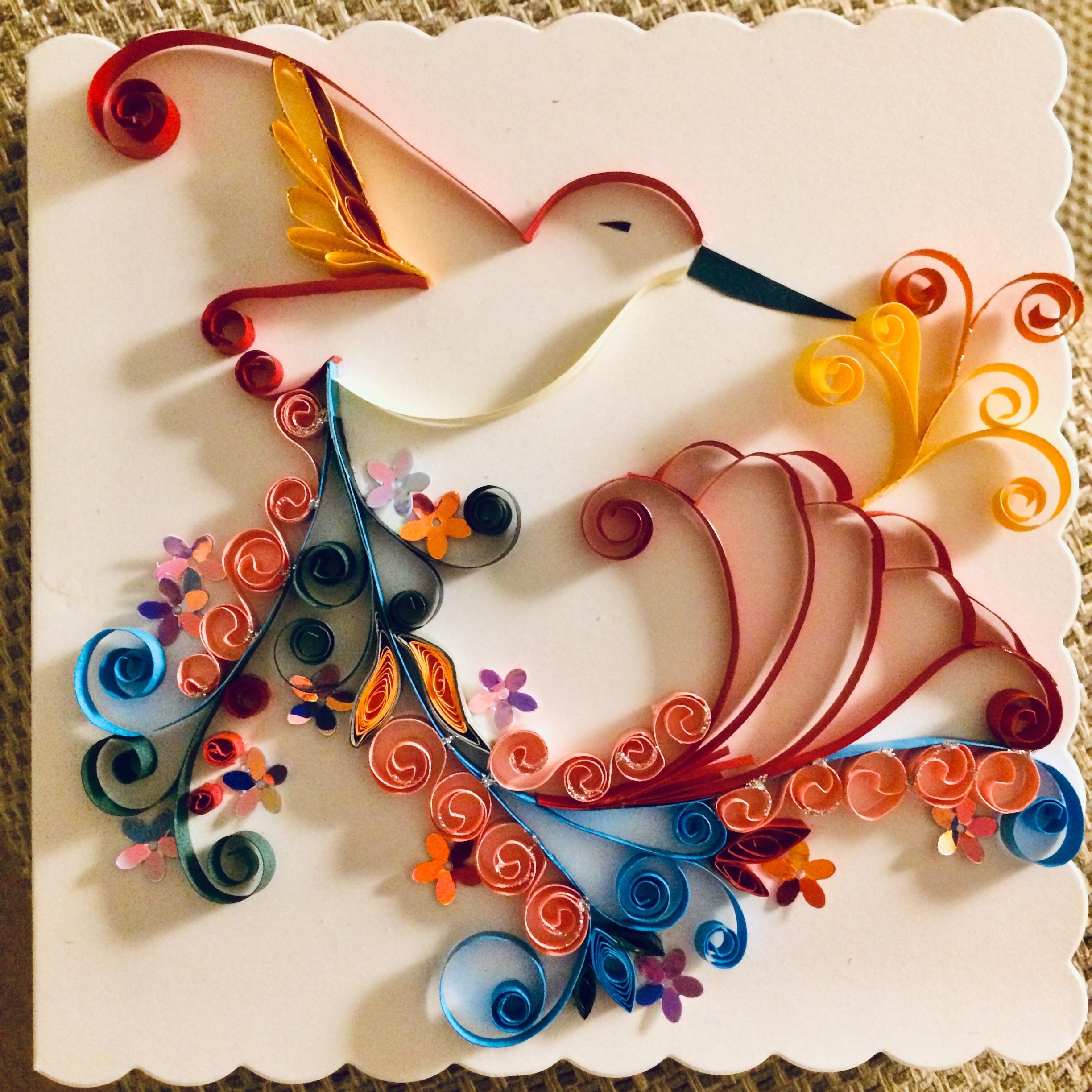 Quilled hummingbird birthday card r/quilling