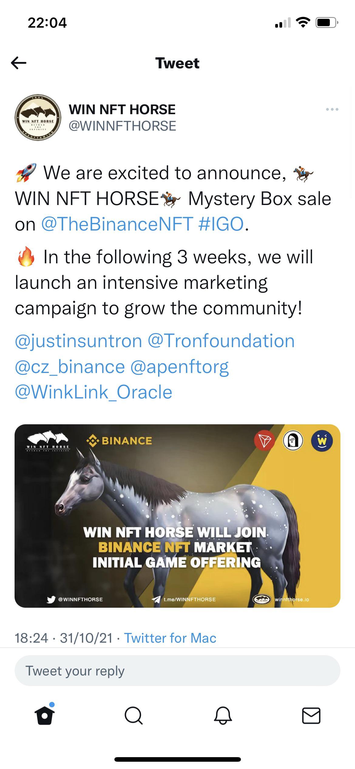 Another chance to buy the WIN NFT HORSE mystery box but this time on