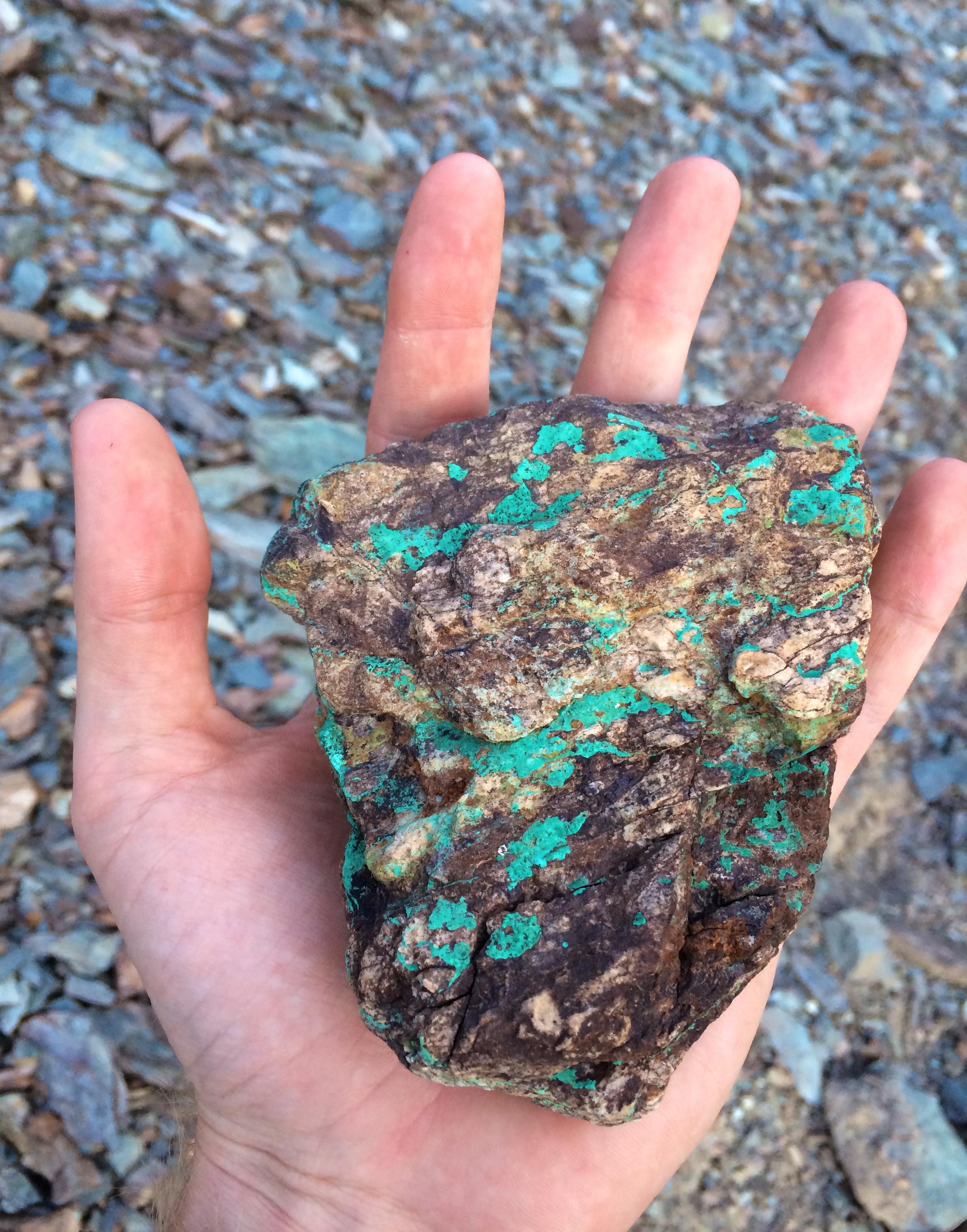 Turquoise mineral found in abundance at high altitude in the Sangre de