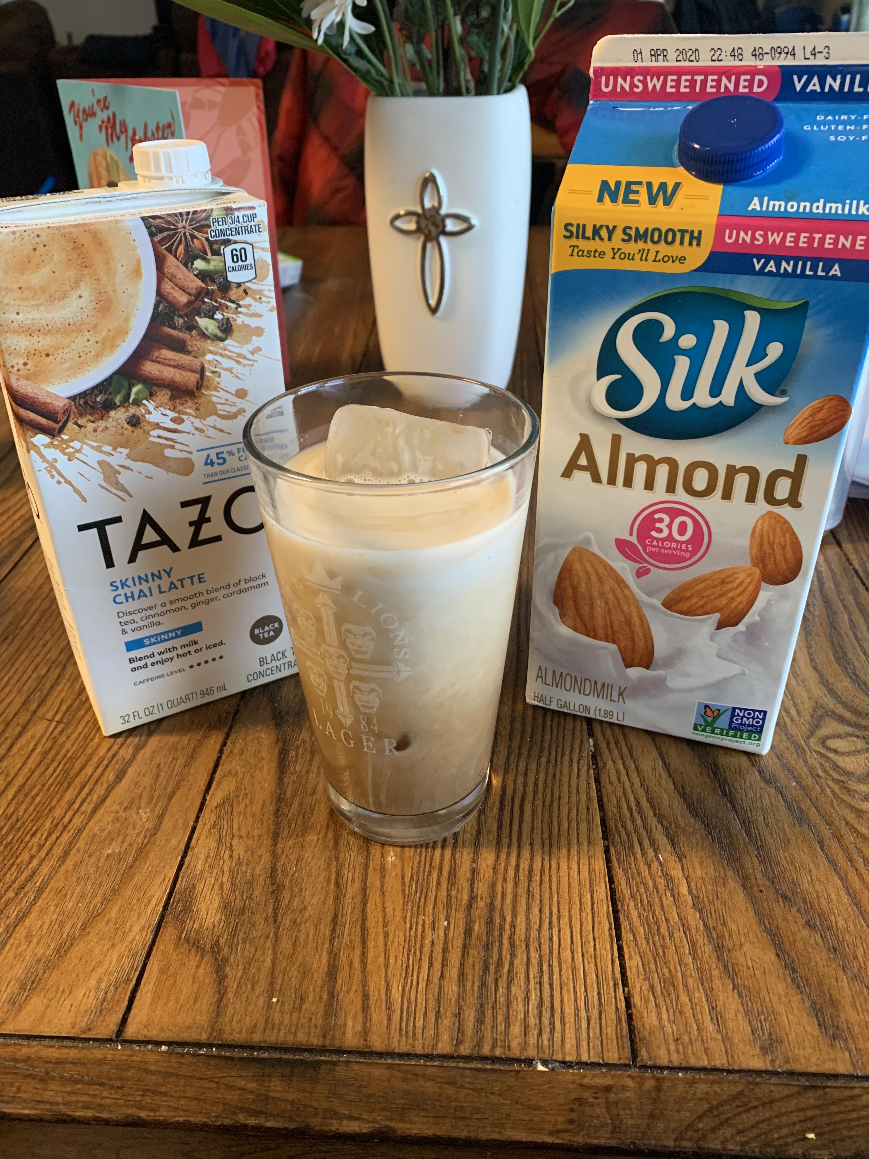 My version of a chia tea latte for 90 cals! Starbucks venti is 230 r