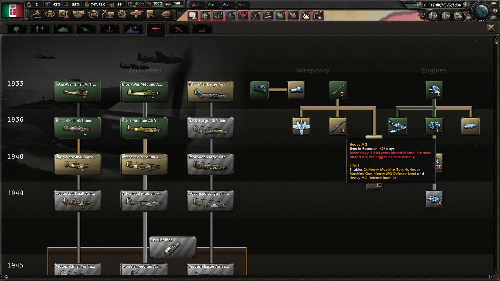 Heavy MG should be down one spot, inline with Cannons I r/hoi4
