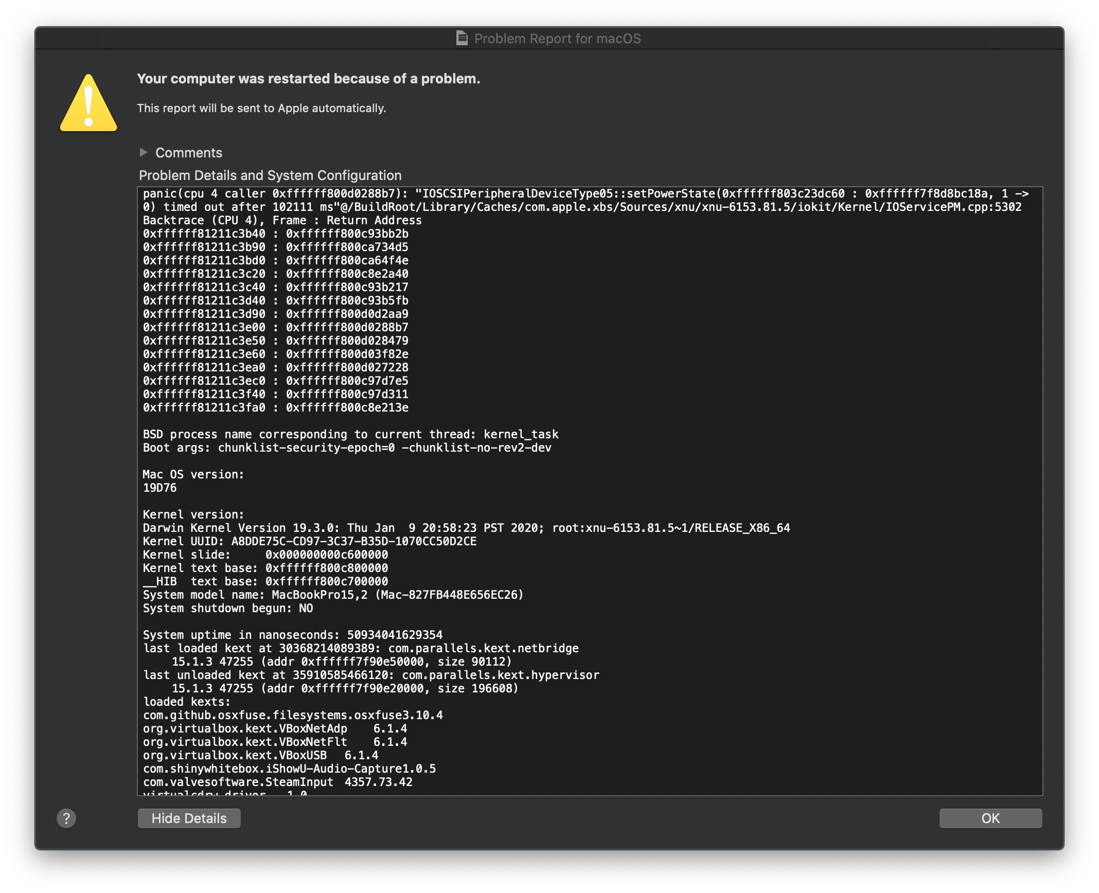 Unknown cause of macOS Kernel Panic r/MacOS