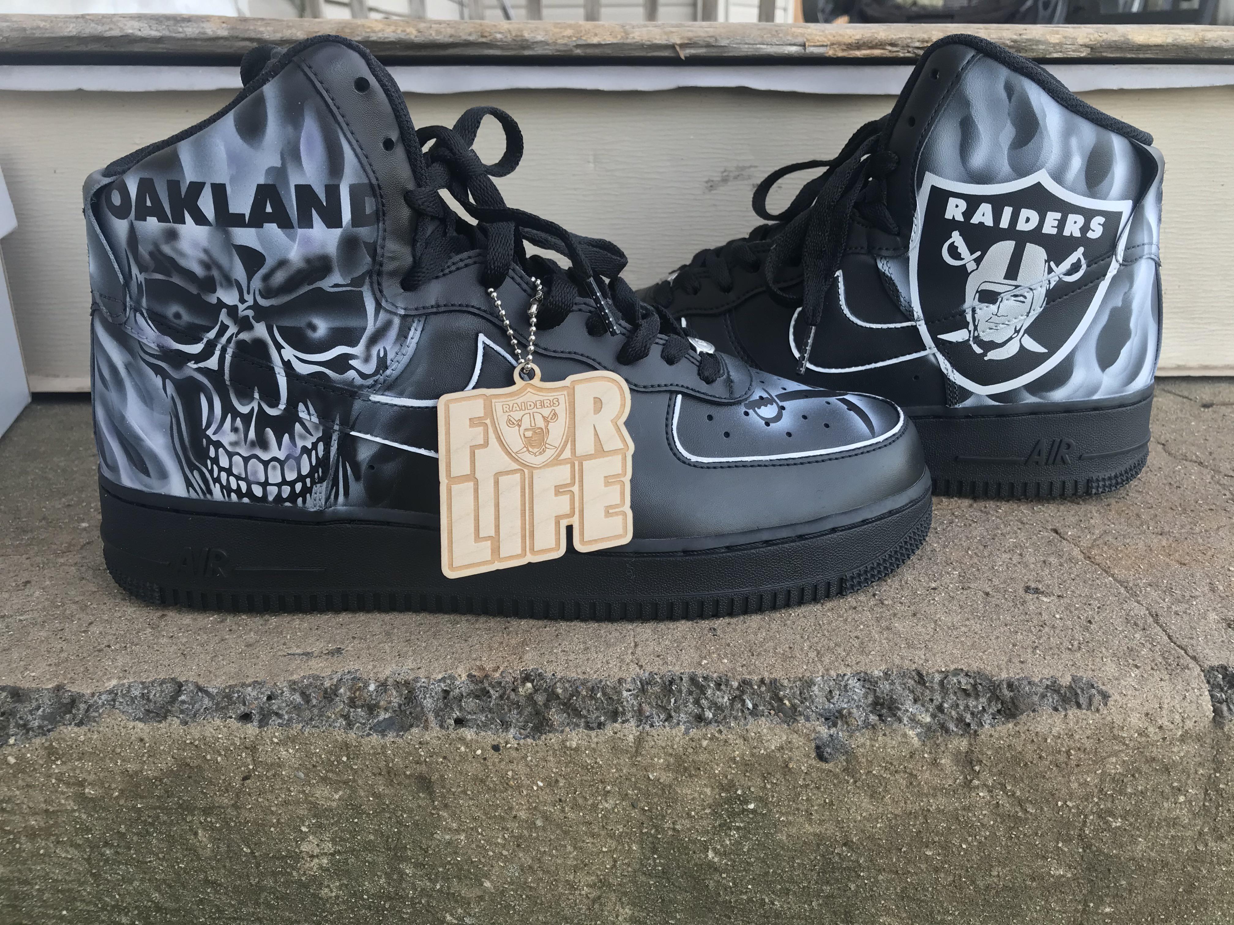 Custom raiders Nikes first time using flame stencil r/airbrush