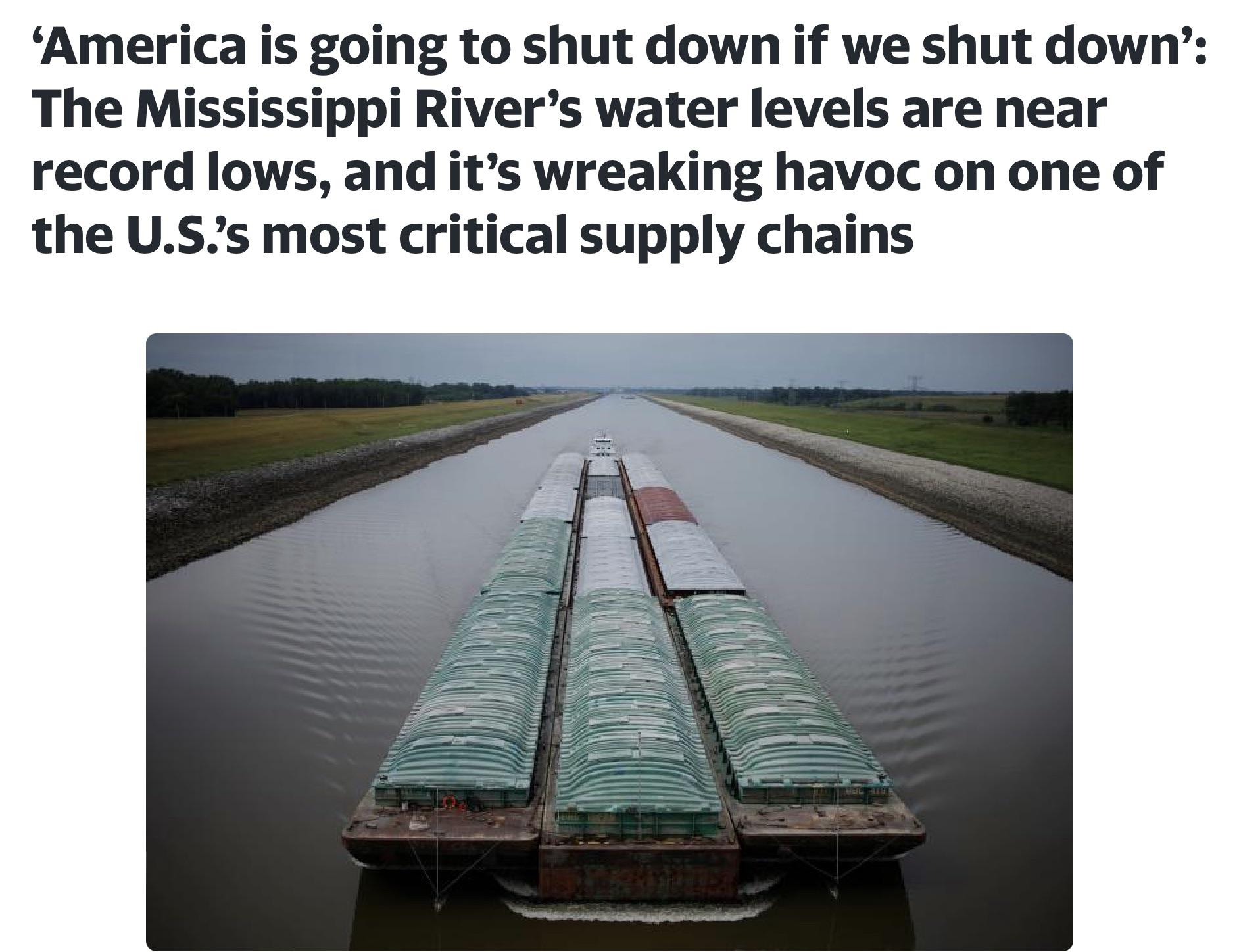 Mississippi River is experiencing the lowest water levels in a decade