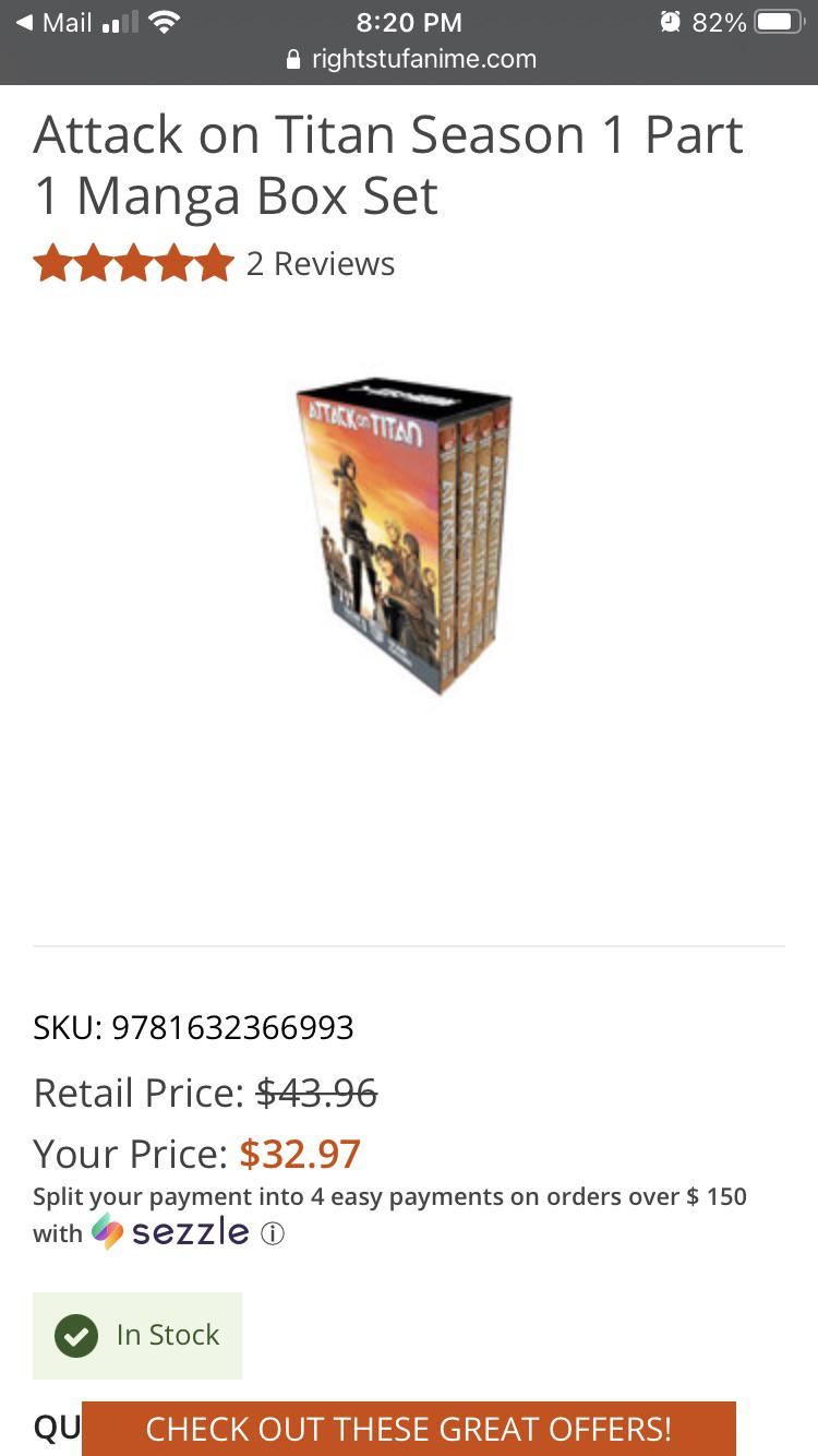 AOT box set 1 back in stock! r/RightStufAnime