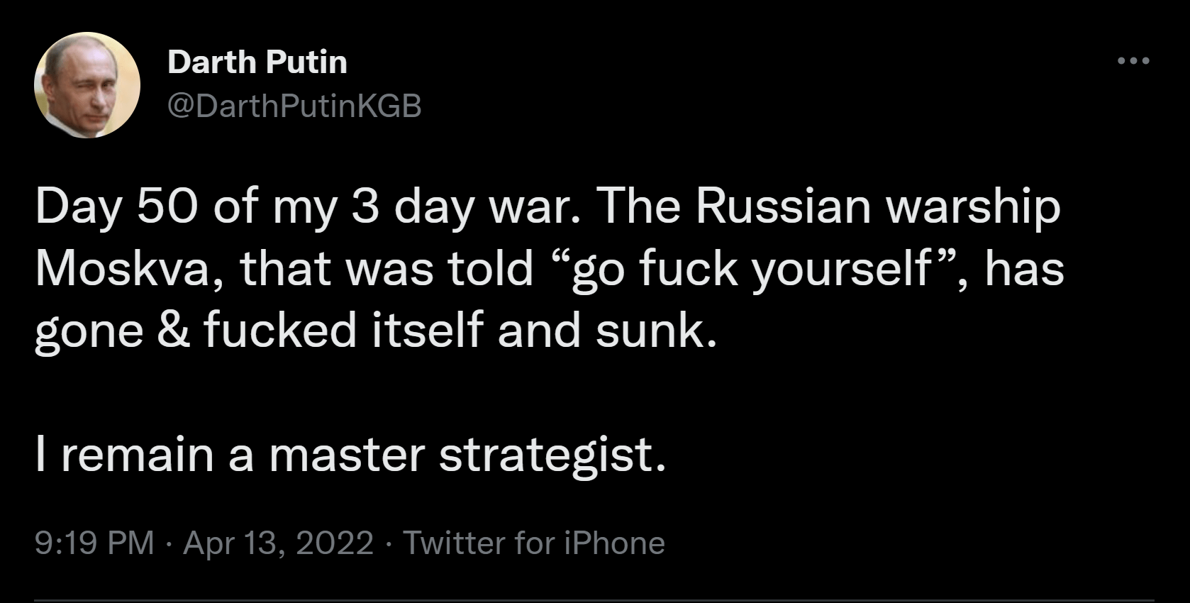 Kremlin Russian flagship Moscow did not sink. She now identifies