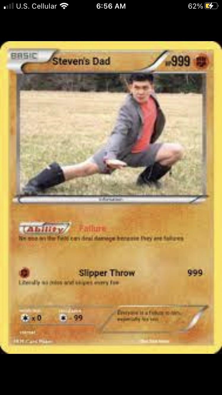 Steven he Pokémon card A+ damage, +110 in all categories and can