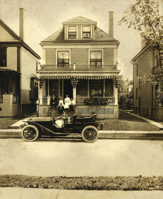 Family with car and home, Buffalo, New York, circa 1910 r/Buffalo