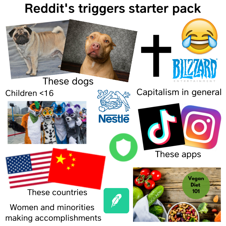 Reddit's triggers starter pack r/starterpacks