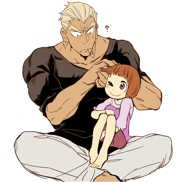 Gamagori fixing Mako's hair (even tho her hair is super short) r/KillLaKill