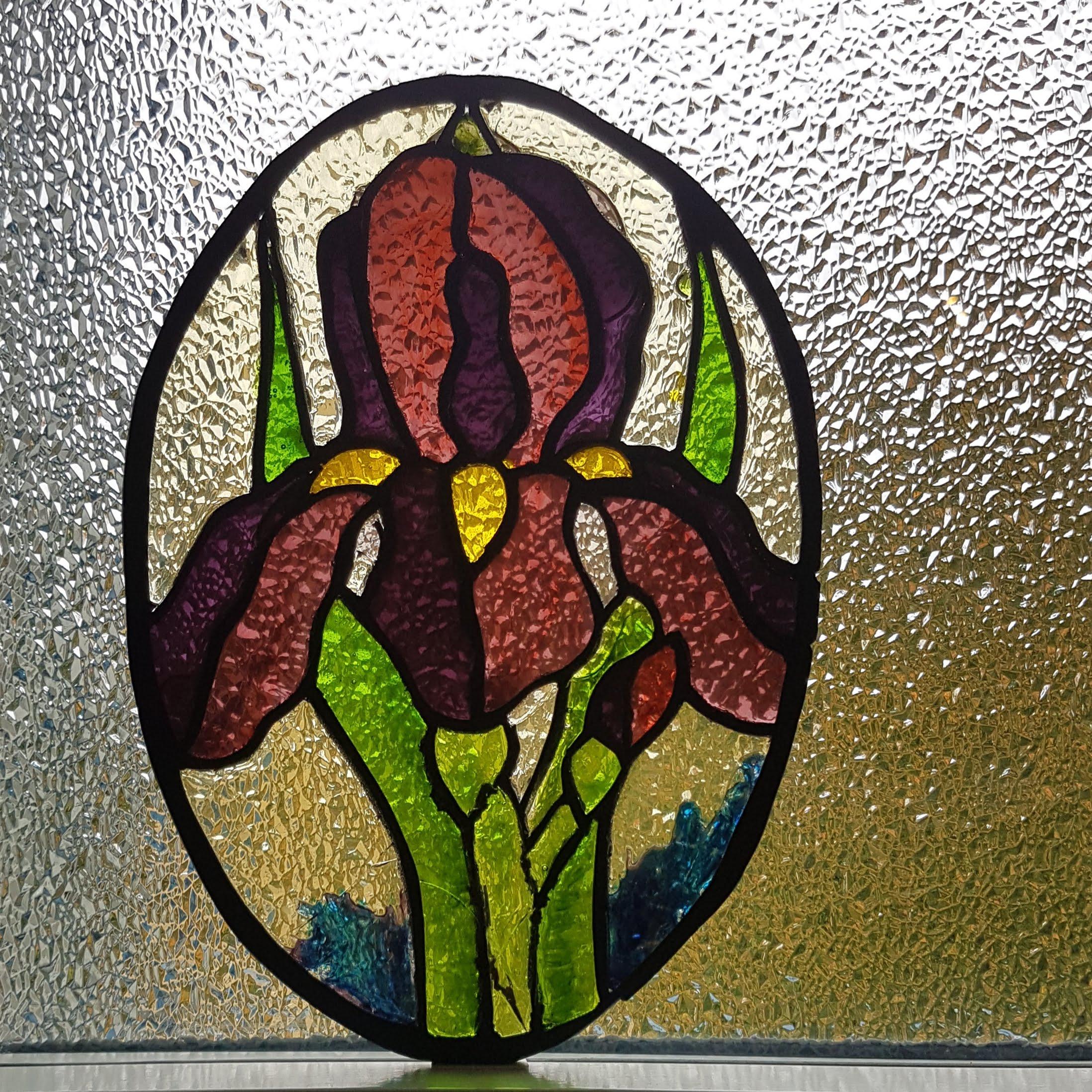 First attempt on an edible "stained glass panel" cake topper. 25 x 18