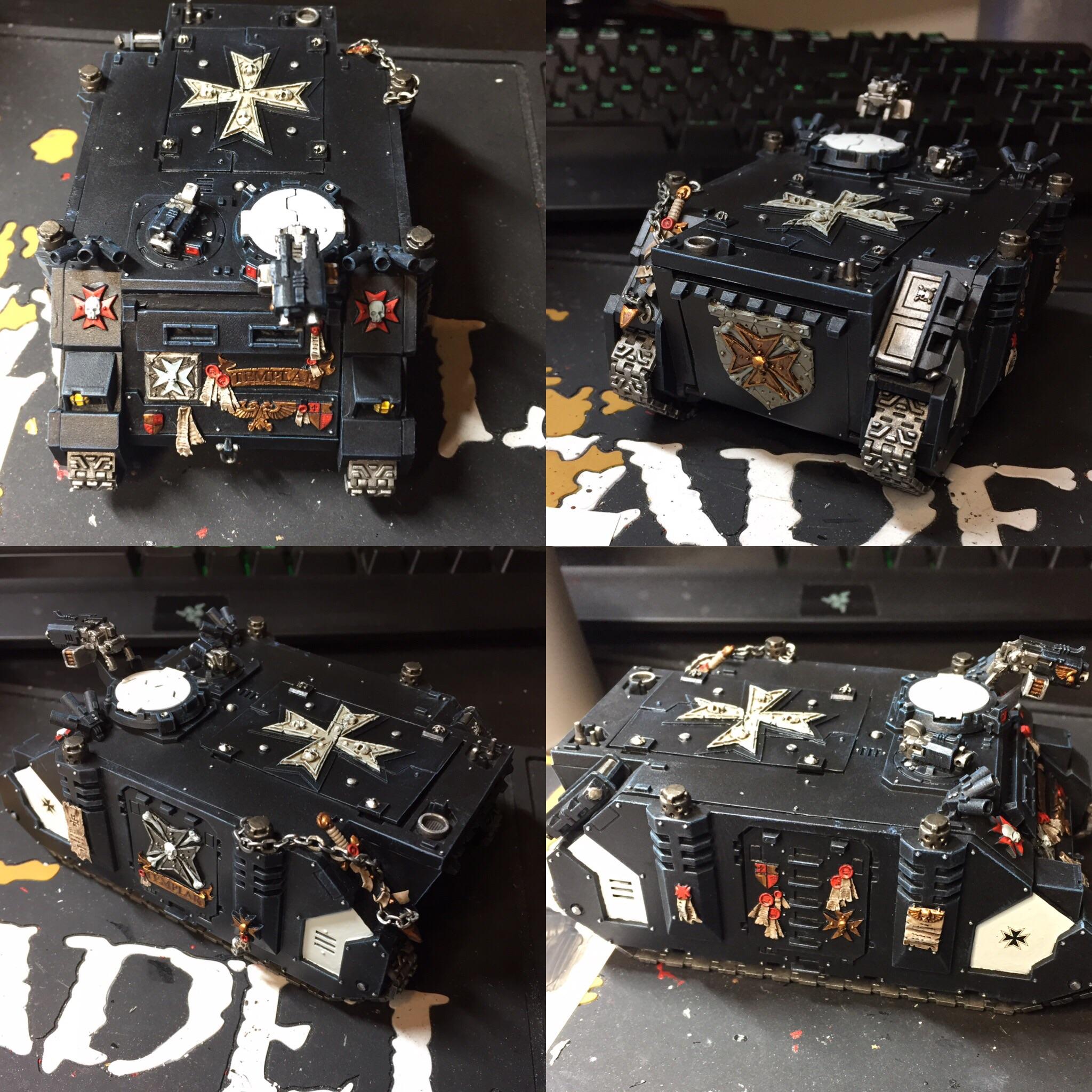 Black Templar Rhino fresh off the painting desk r/Warhammer