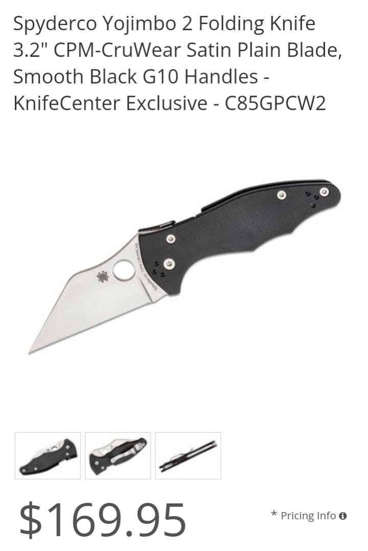 Knifecenter just released exclusive Yojimbo 2 I'm cruwear for less than