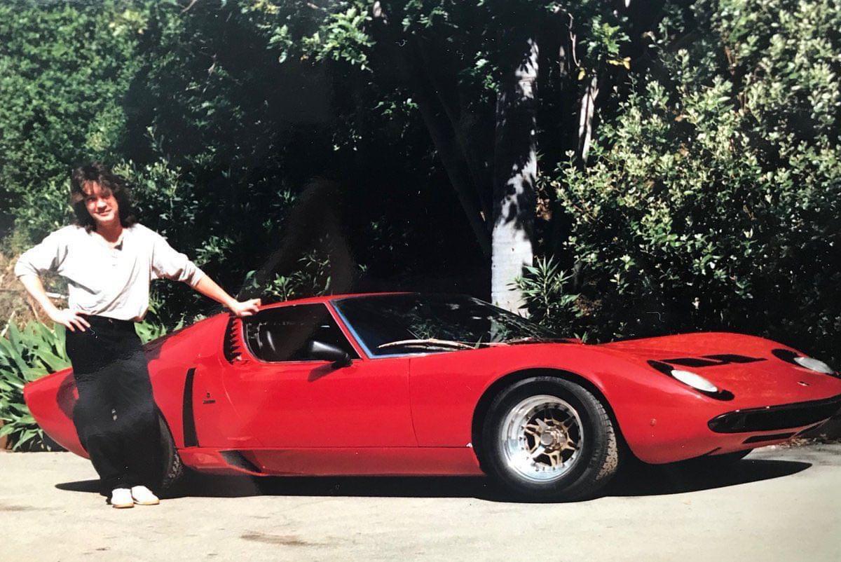 Eddie Van Halen and his 1970 Miura S, taken in 1972; this