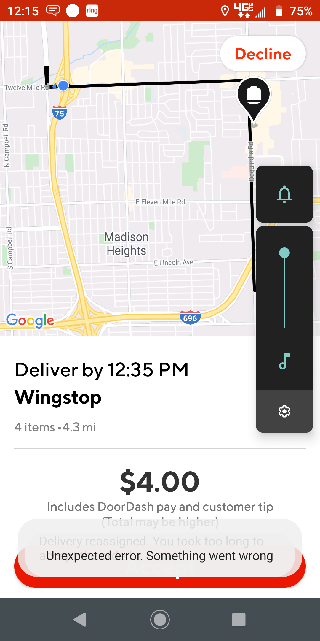 Doordash is down. All I see is this screen and the error message that