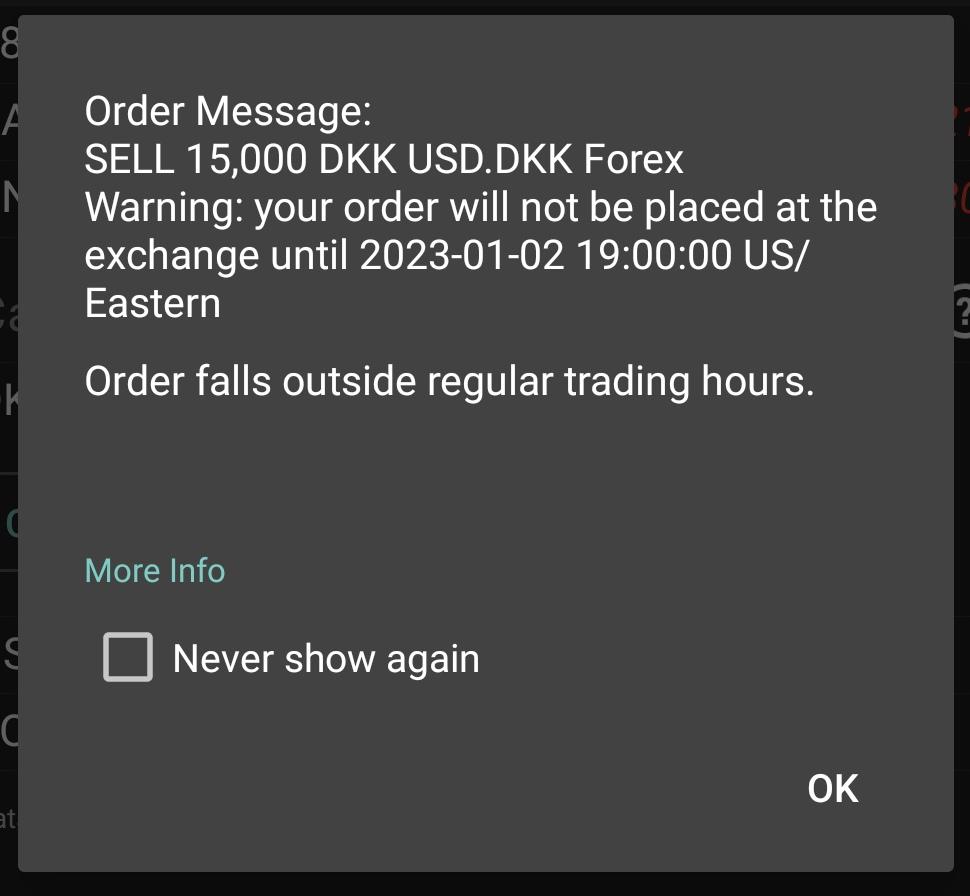 DKK to USD. How can a forex conversion be "outside trading hours"? It's