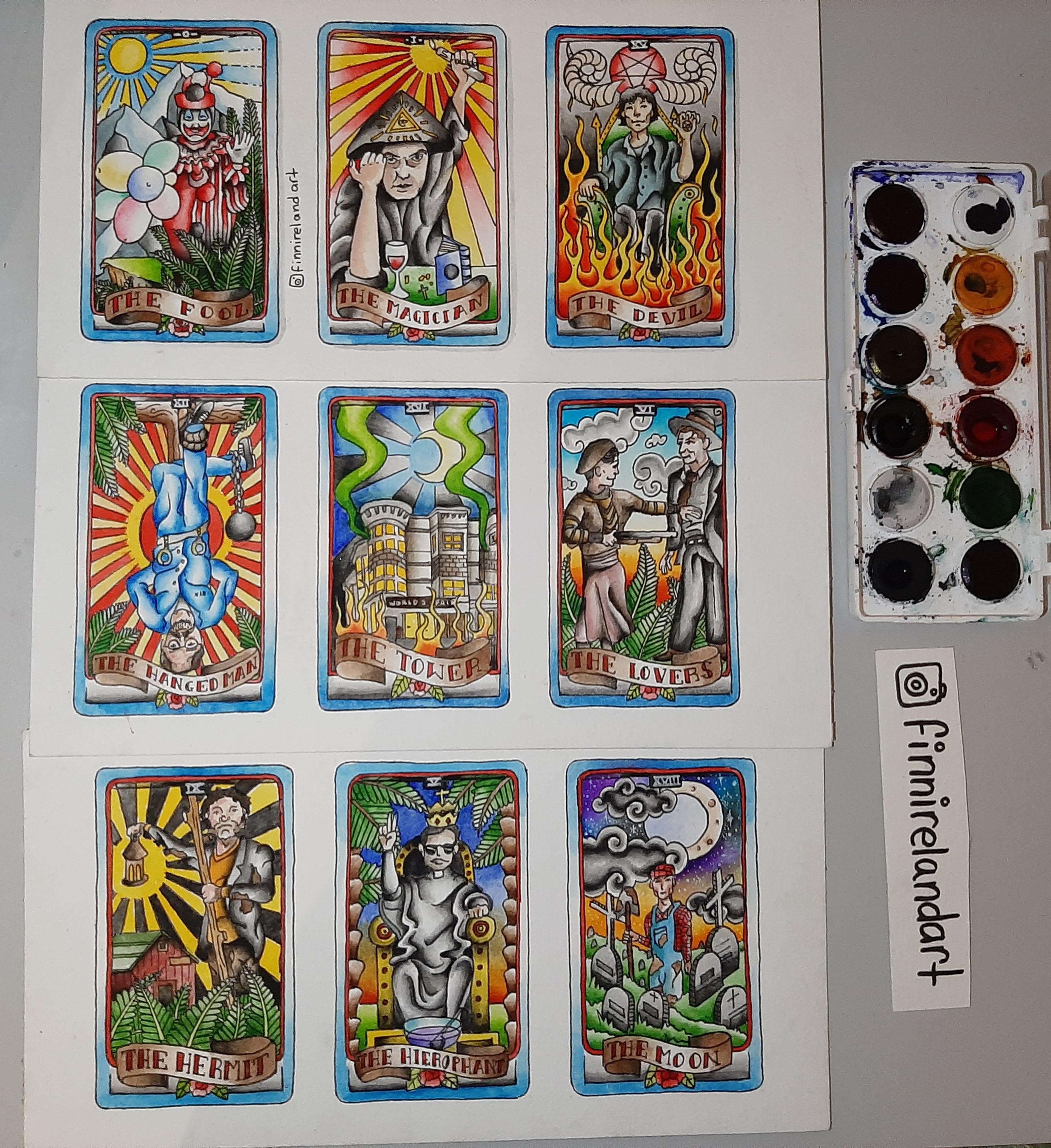 Here's a new idea I've been working on. Serial killer tarot cards in