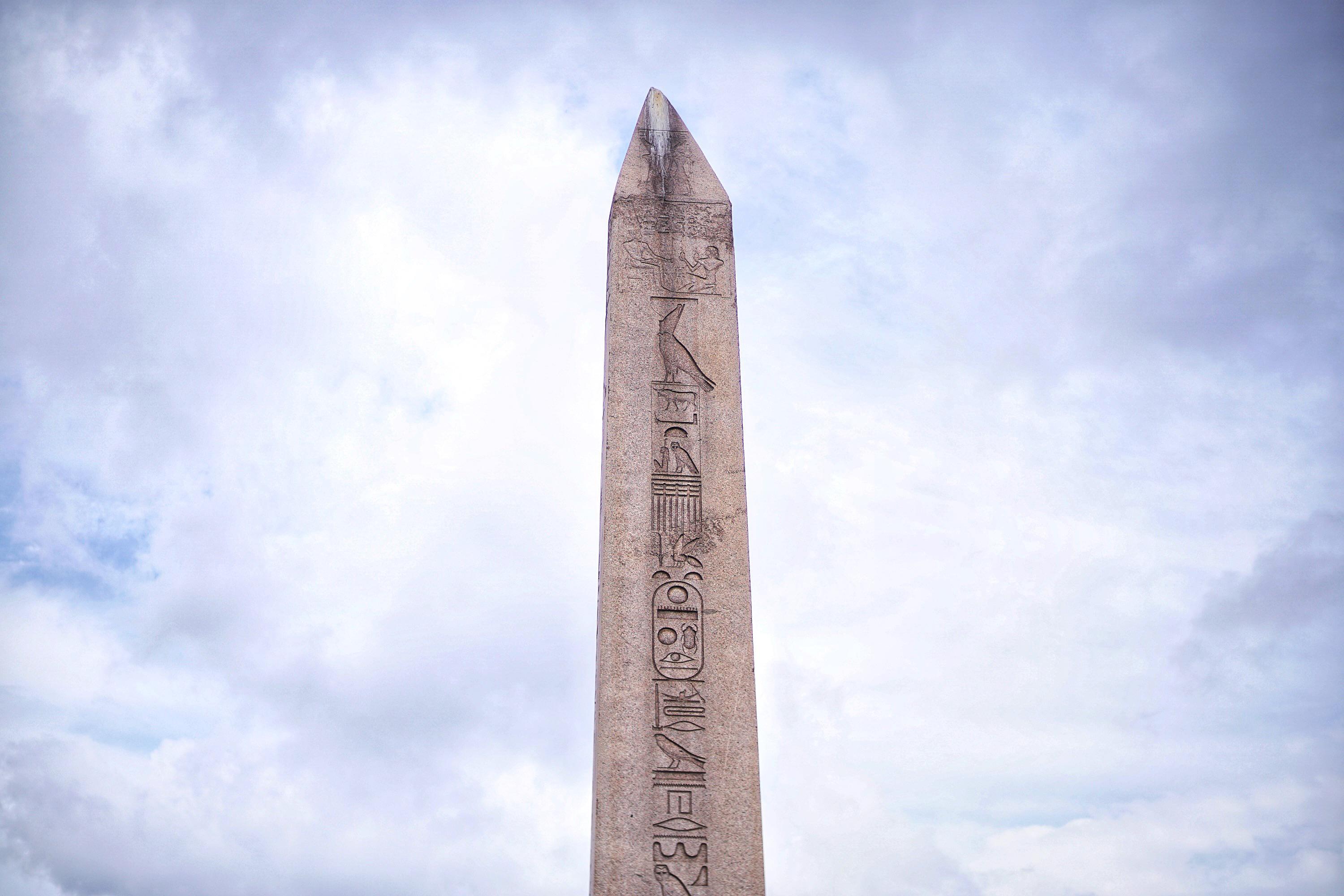 An ancient Egyptian obelisk that sits in the center of Istanbul, Turkey