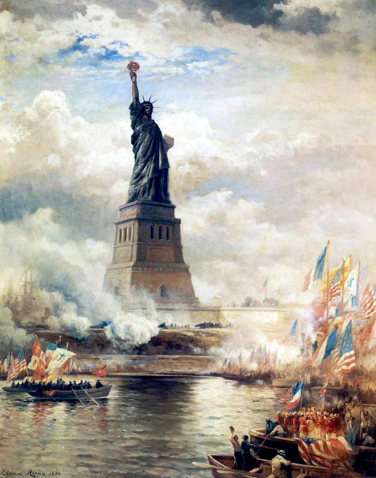 TDIH June 17, 1885, The Statue of Liberty arrives in New York Harbor. Illustration Unveiling