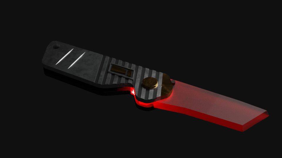 I modeled a lightsaber folding knife that I'm working on making an real