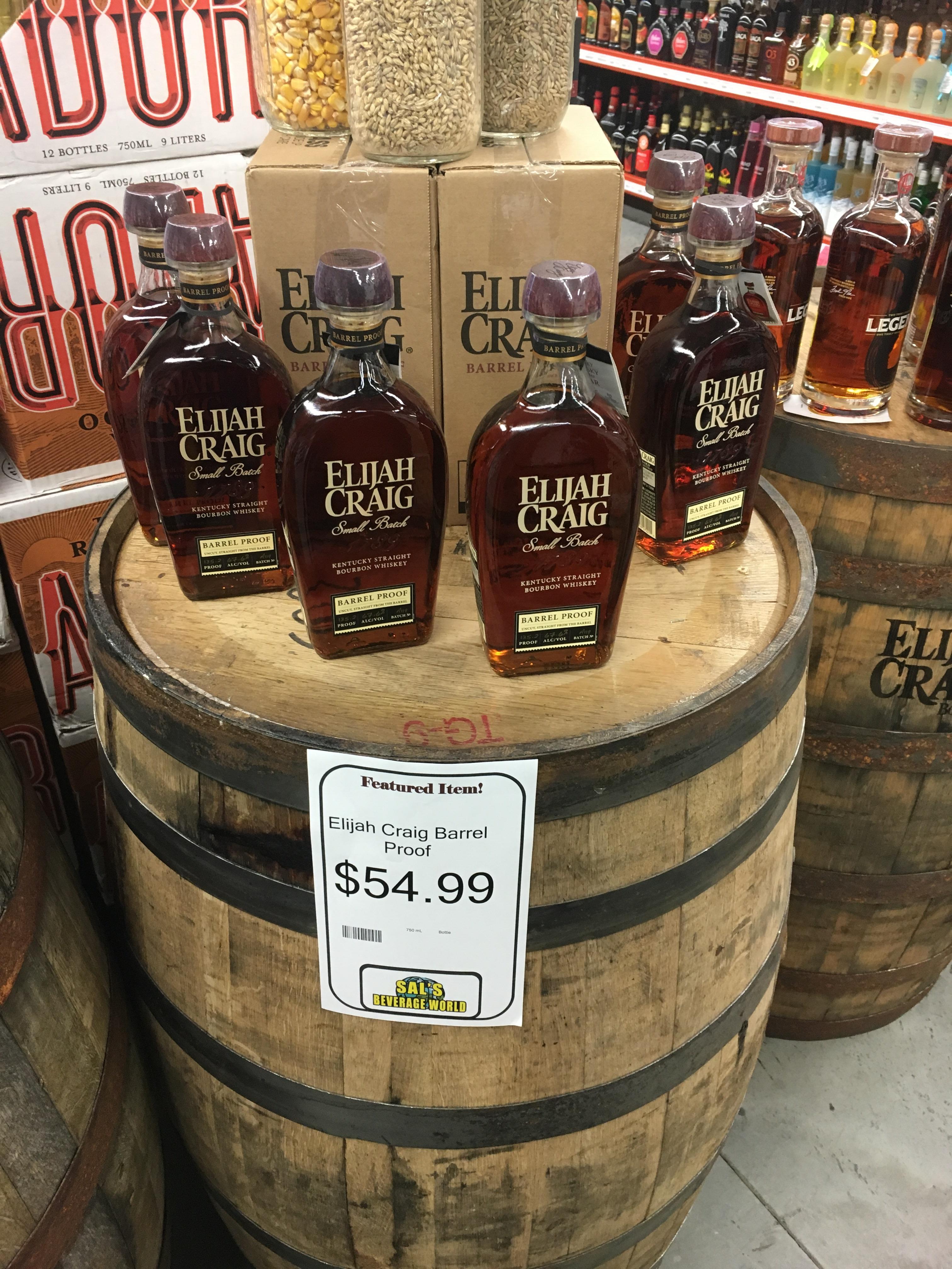 Elijah Craig Barrel Strength at Sal’s Beverage World in Villa Park r