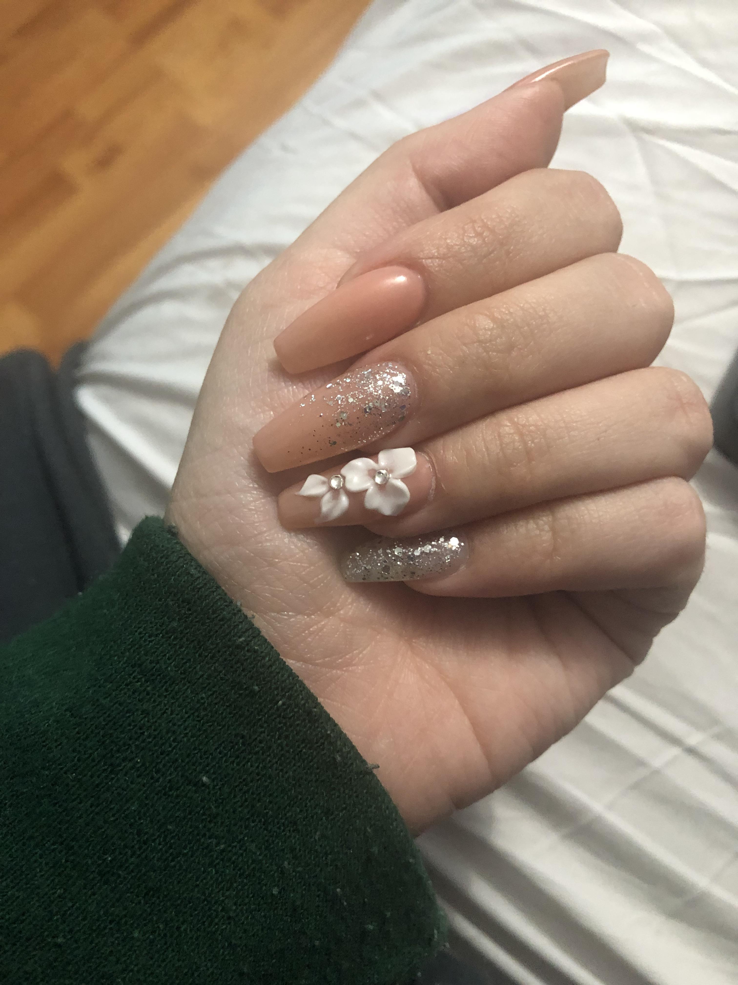 Acrylic Flowers On Bio Gel Nails