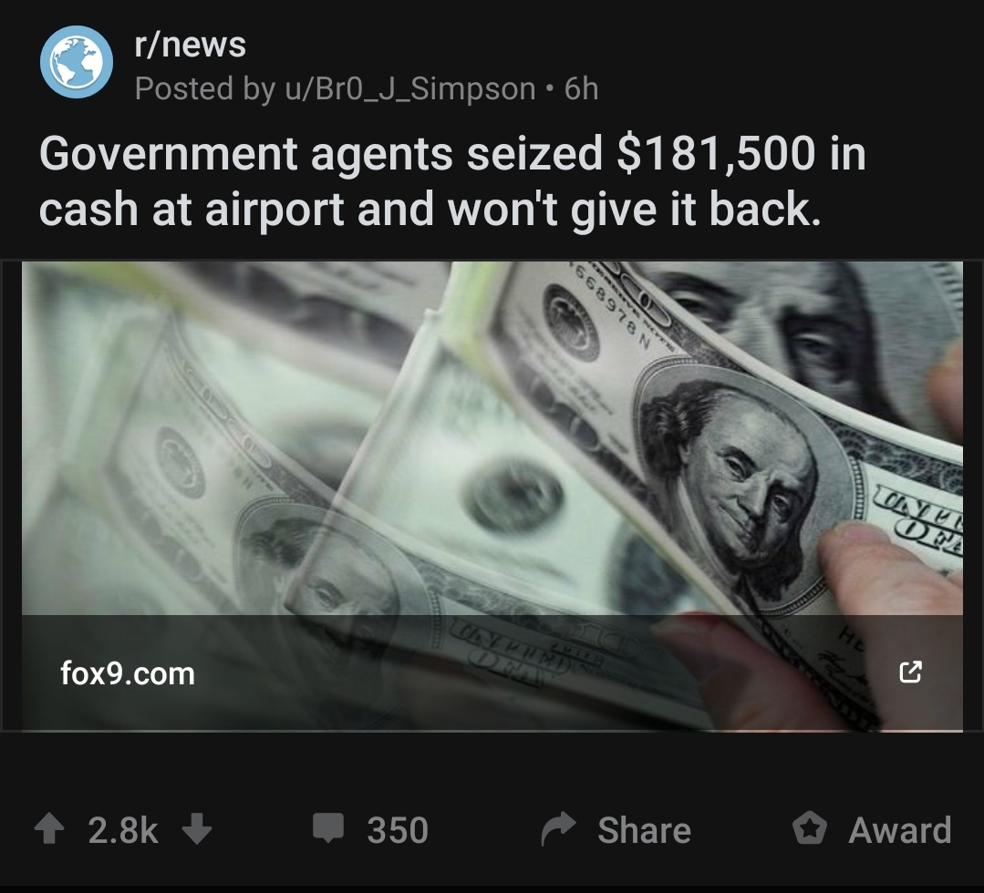 The government stole money from a legitimate business. Civil forfeiture