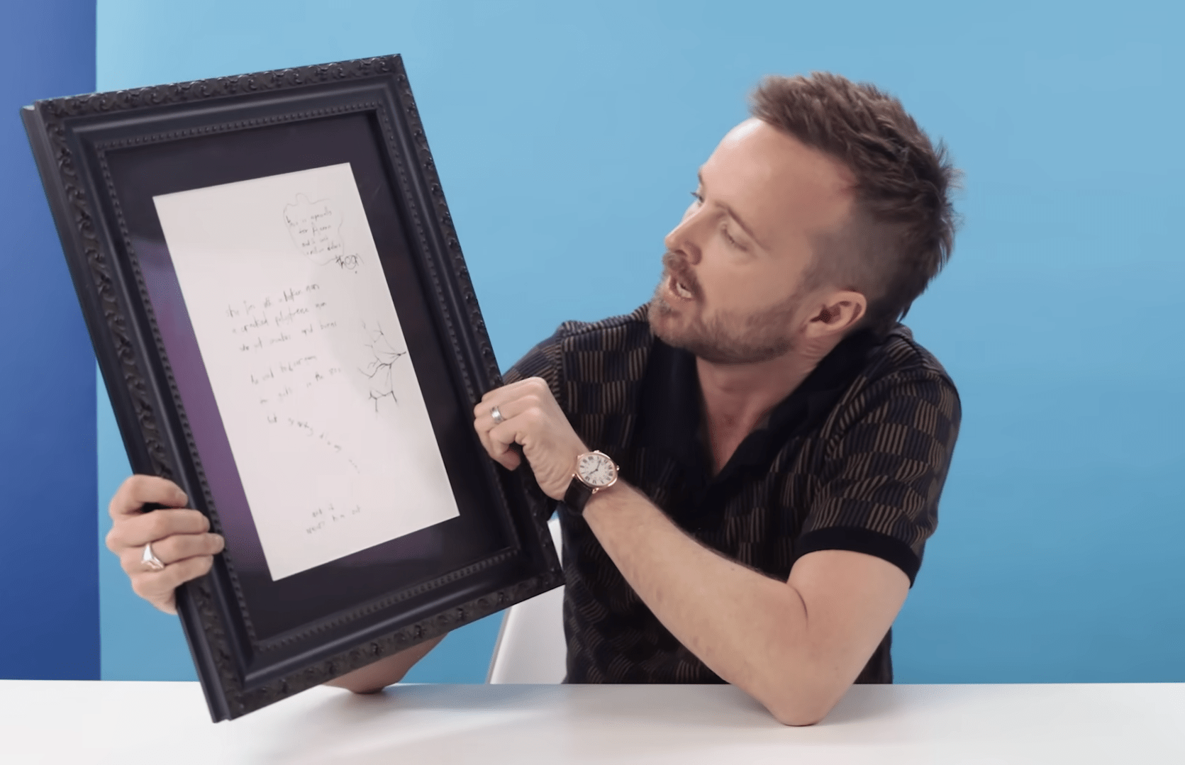 Aaron Paul has handwritten Fake Plastic Trees lyrics from Thom Yorke