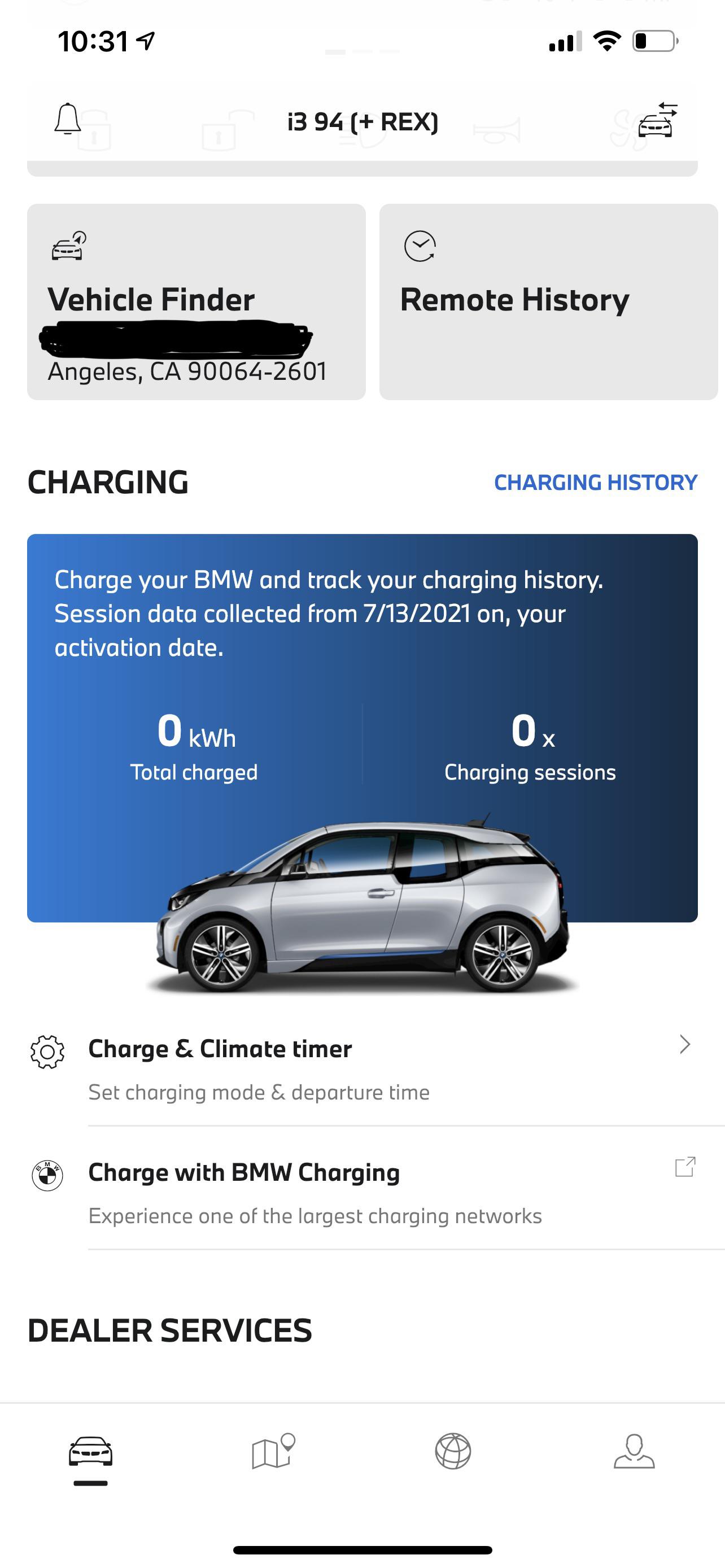 BMW Connected App updated today charging history added and charging