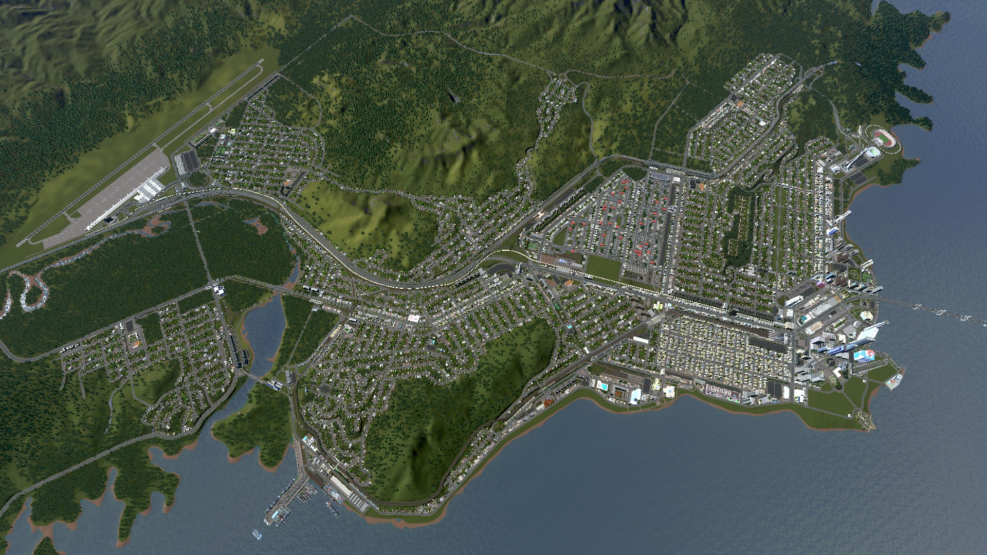 My WIP city. Population 96k r/CitiesSkylines