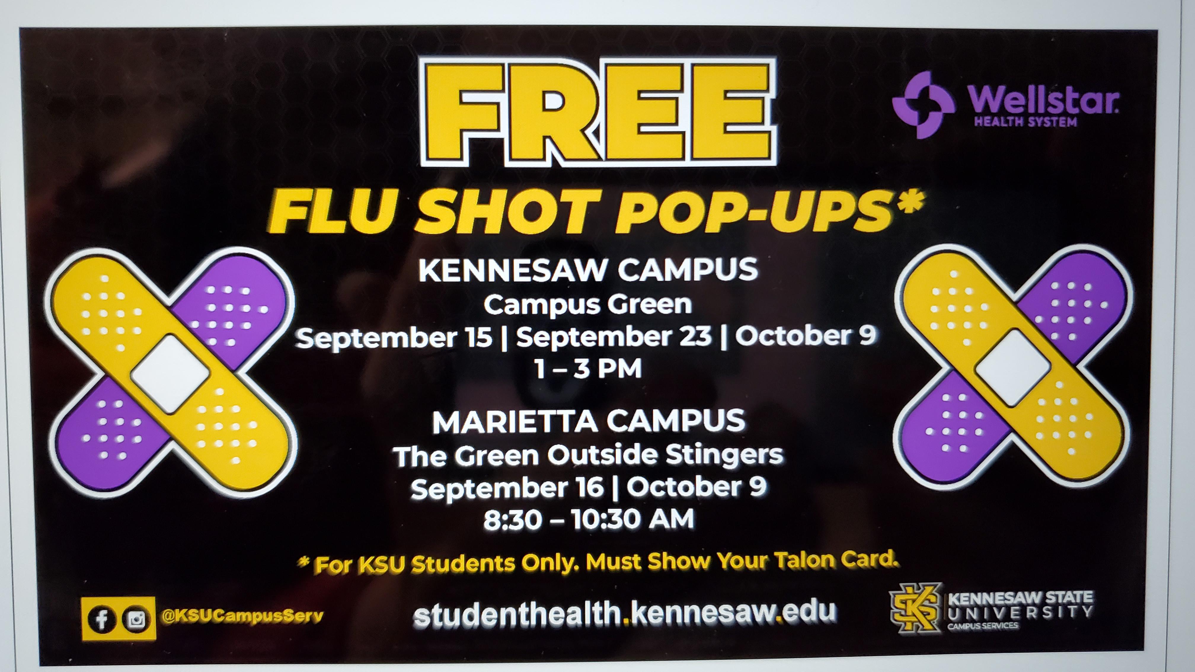 Fyi FREE FLU SHOT POPUPS! r/KSU
