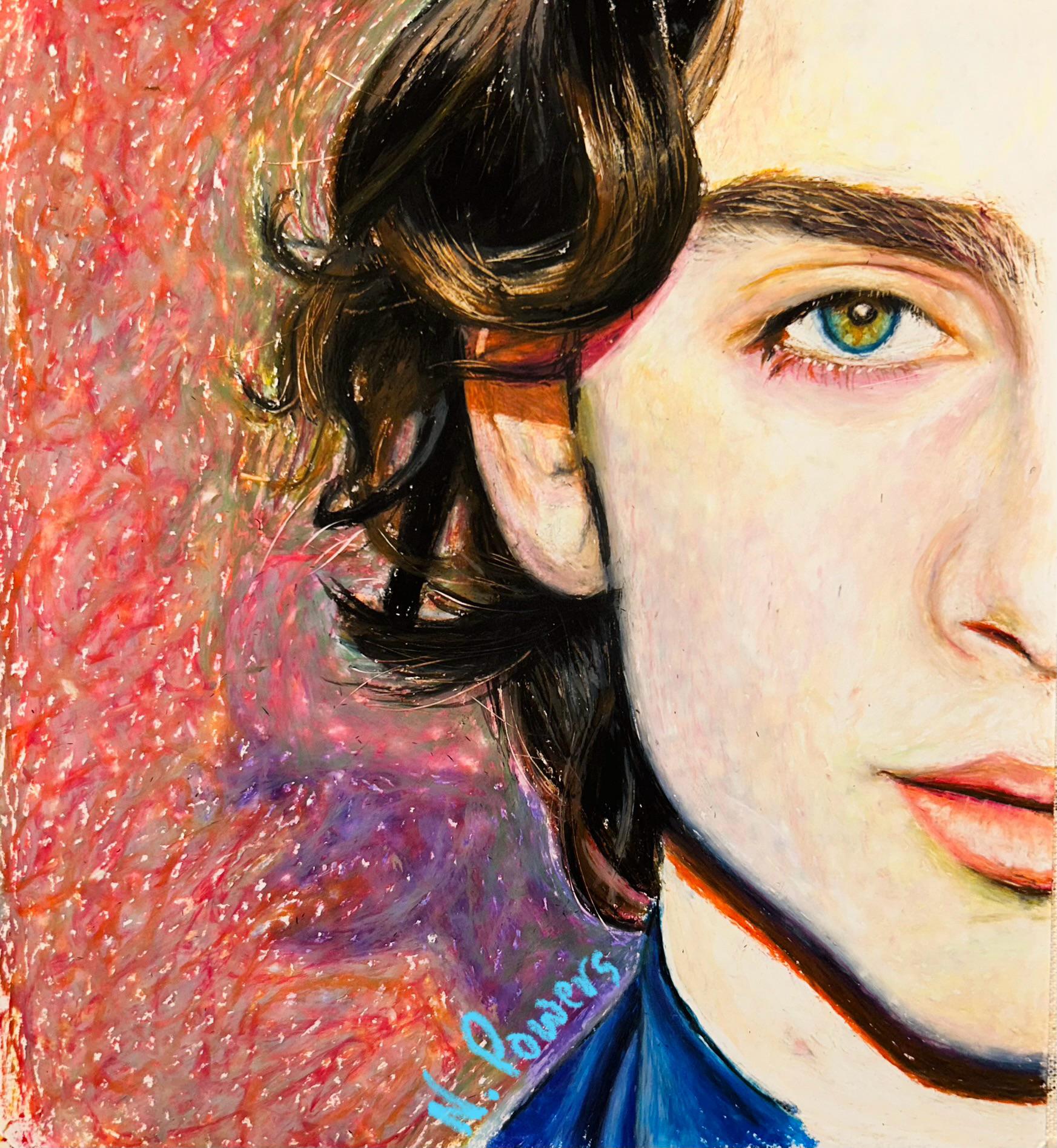 Timothe Chalamet Nicole Powers Oil Pastel 2024 Rart