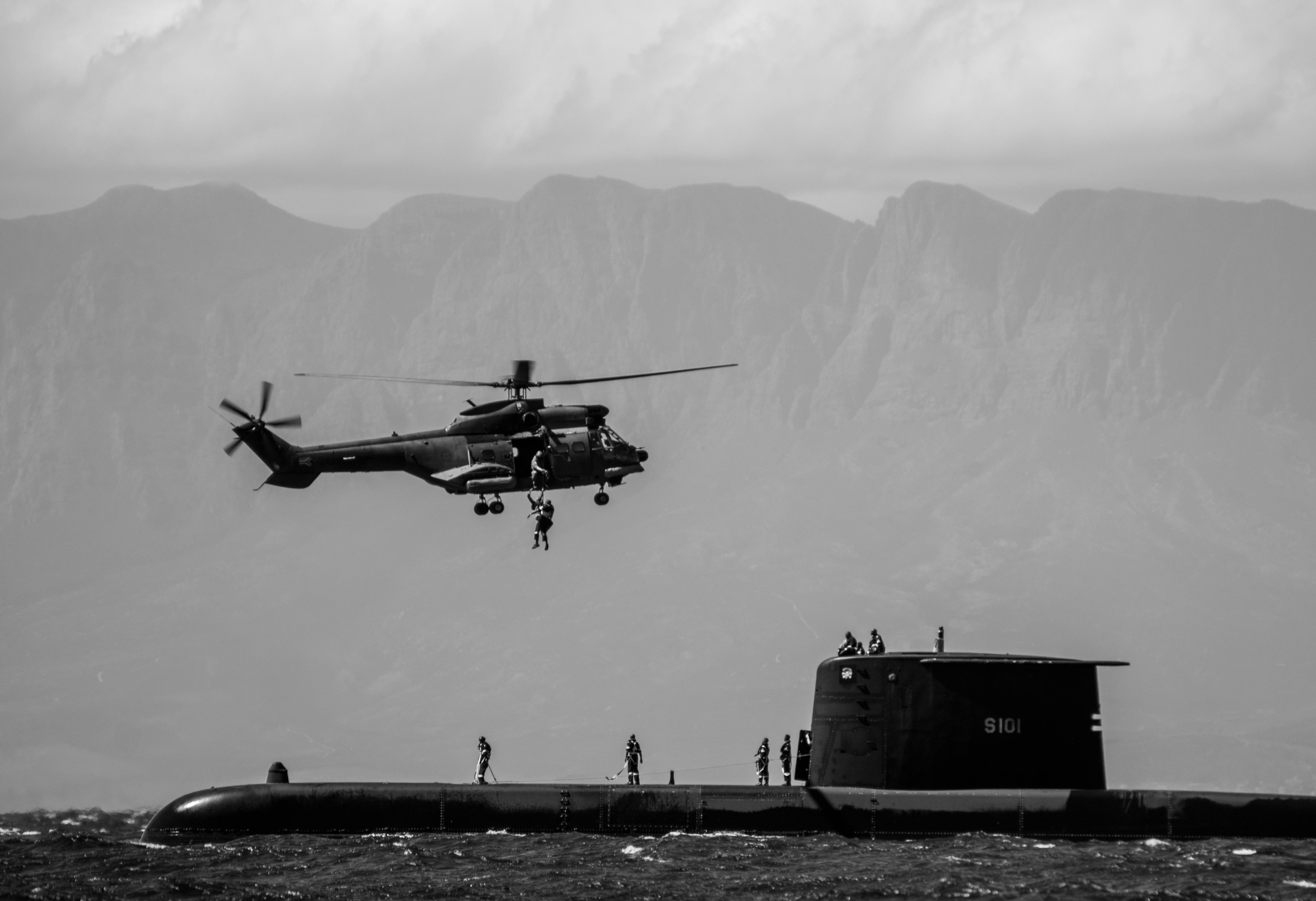South African Navy Submarine S101 during a training mission in Simon's