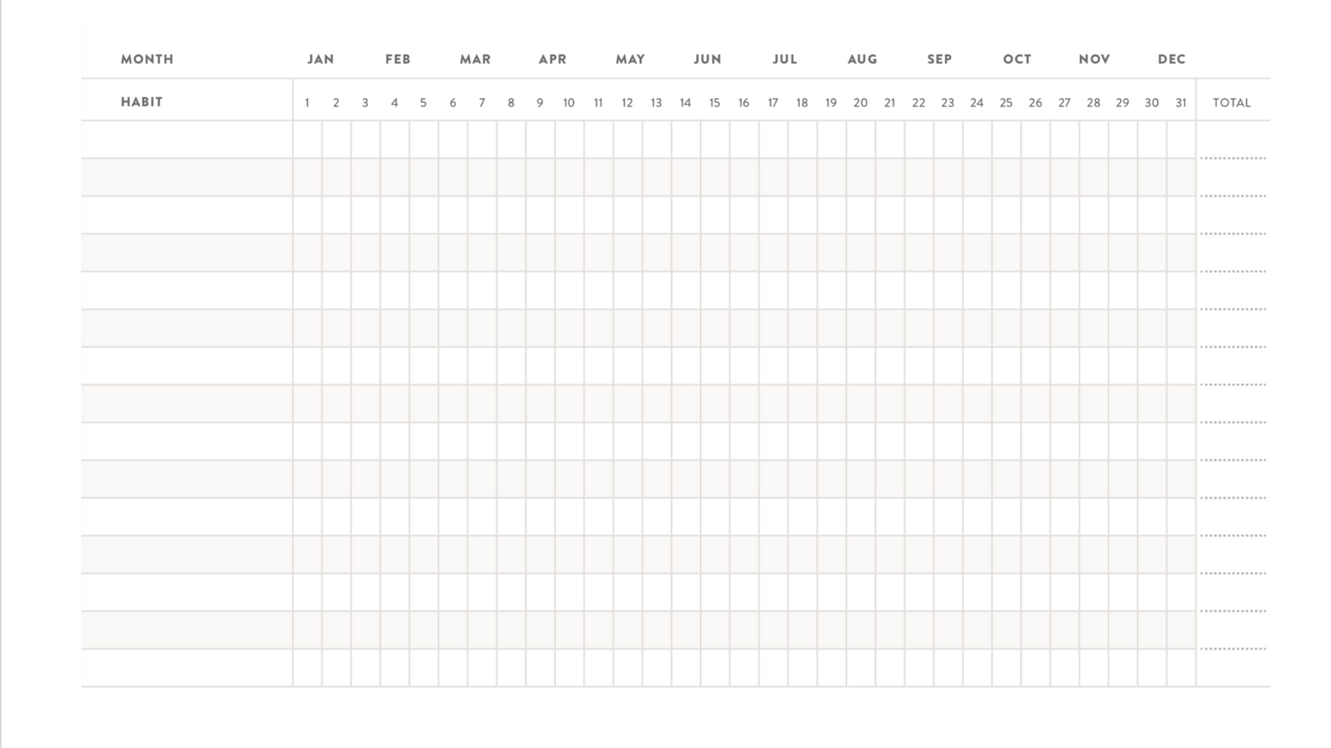 Habit Tracker Template, credit to James Clear (author of Atomic Habits