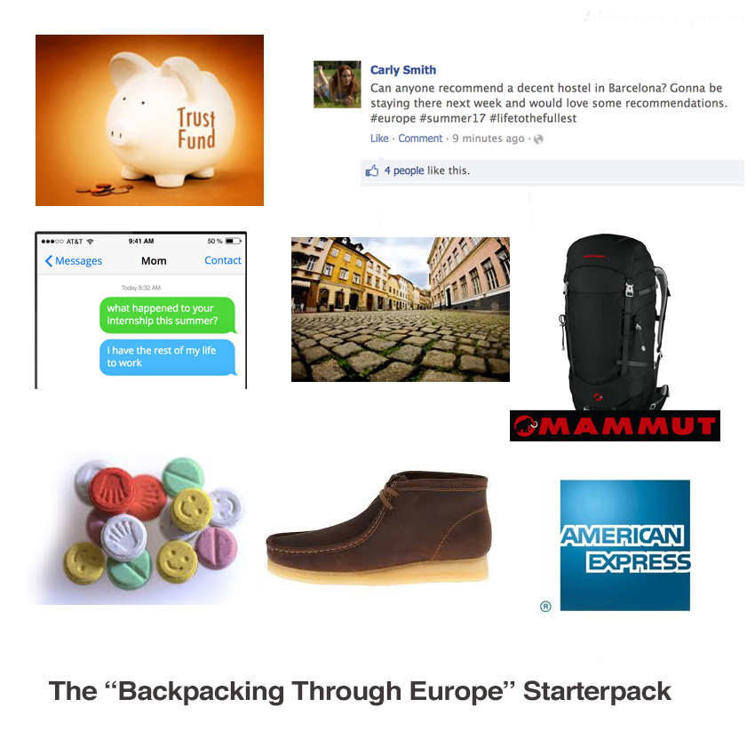 The "Backpacking Through Europe" Starterpack r/starterpacks