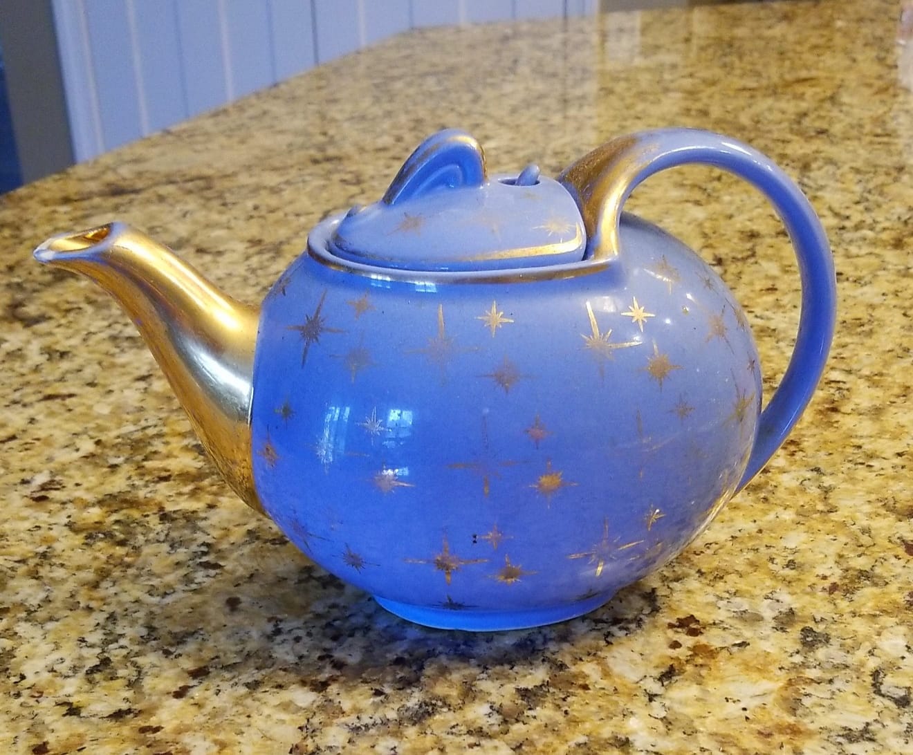 Hall Atomic Teapot in Cadet Blue Circa 1940's I'm guessing it was gifted to my grandparents in