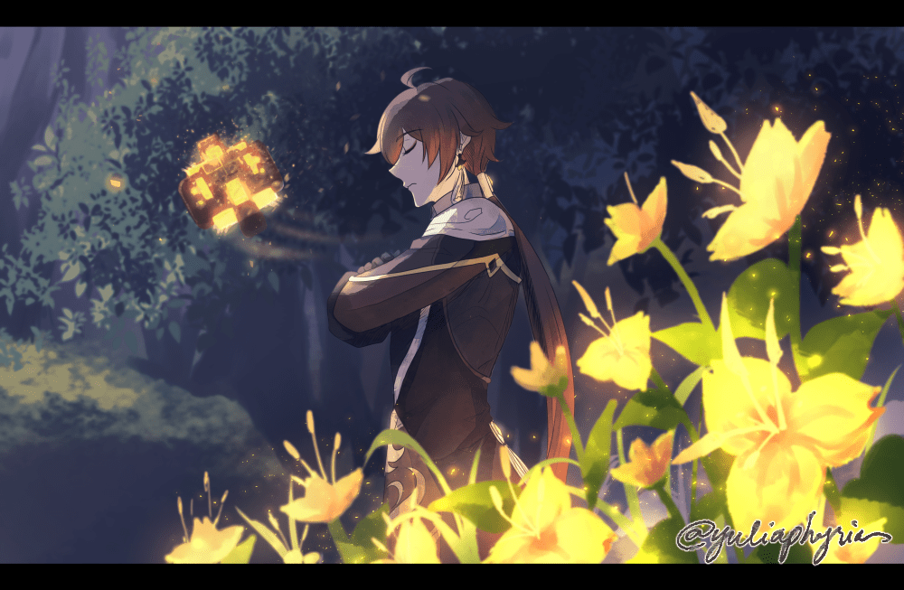 That one spot in Genshin where these glowing flowers bloom >///