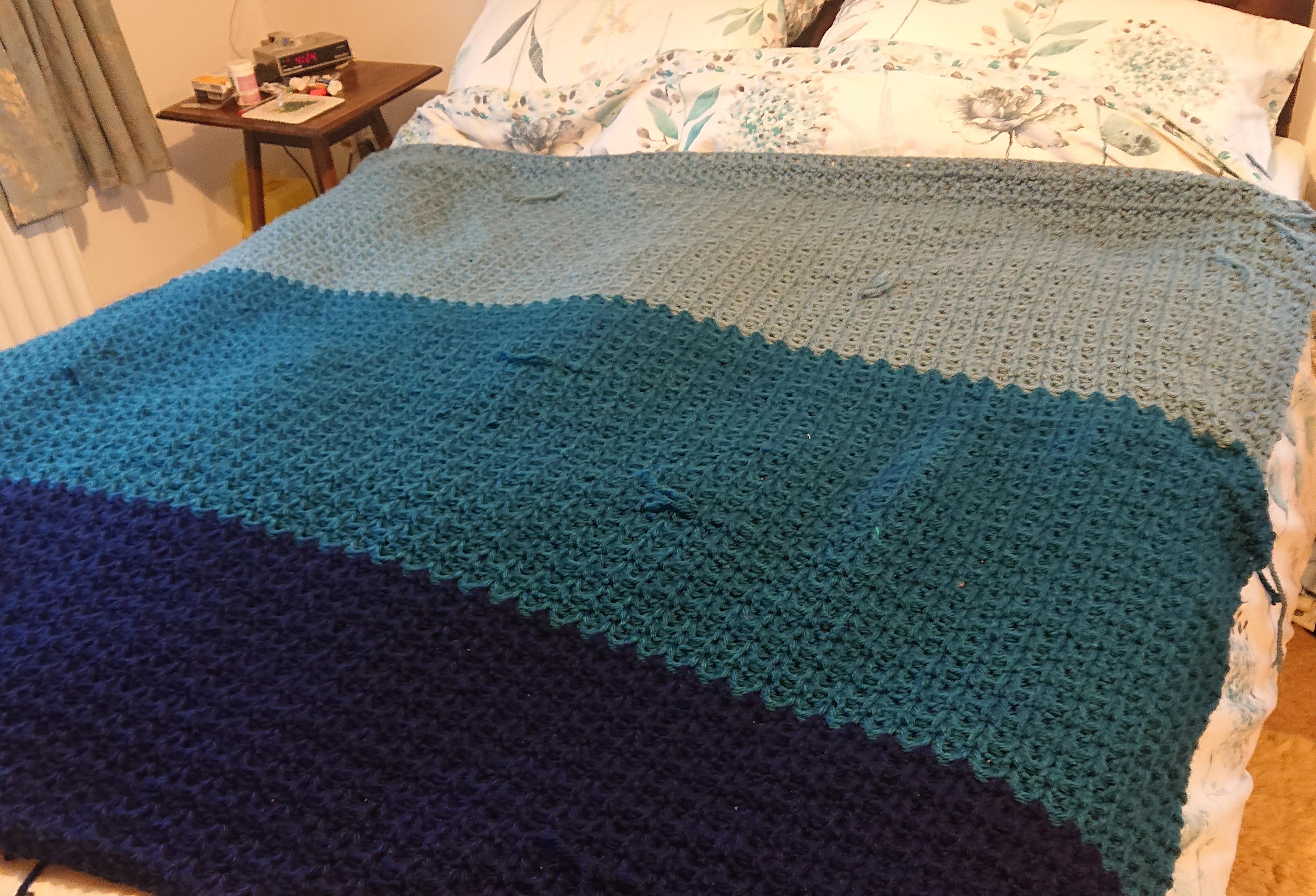 Nearly done with my first blanket! 22,440ish stitches in less than two