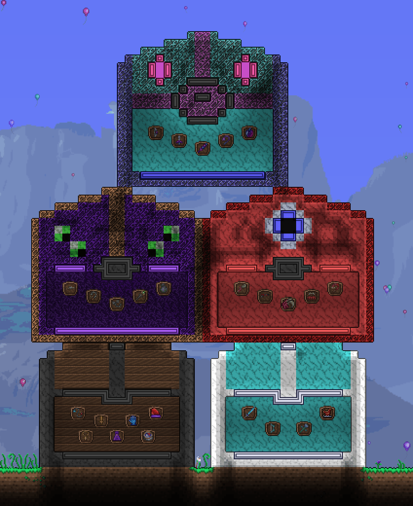 Finally got back to playing the game after a while away and decided to build mimics to display