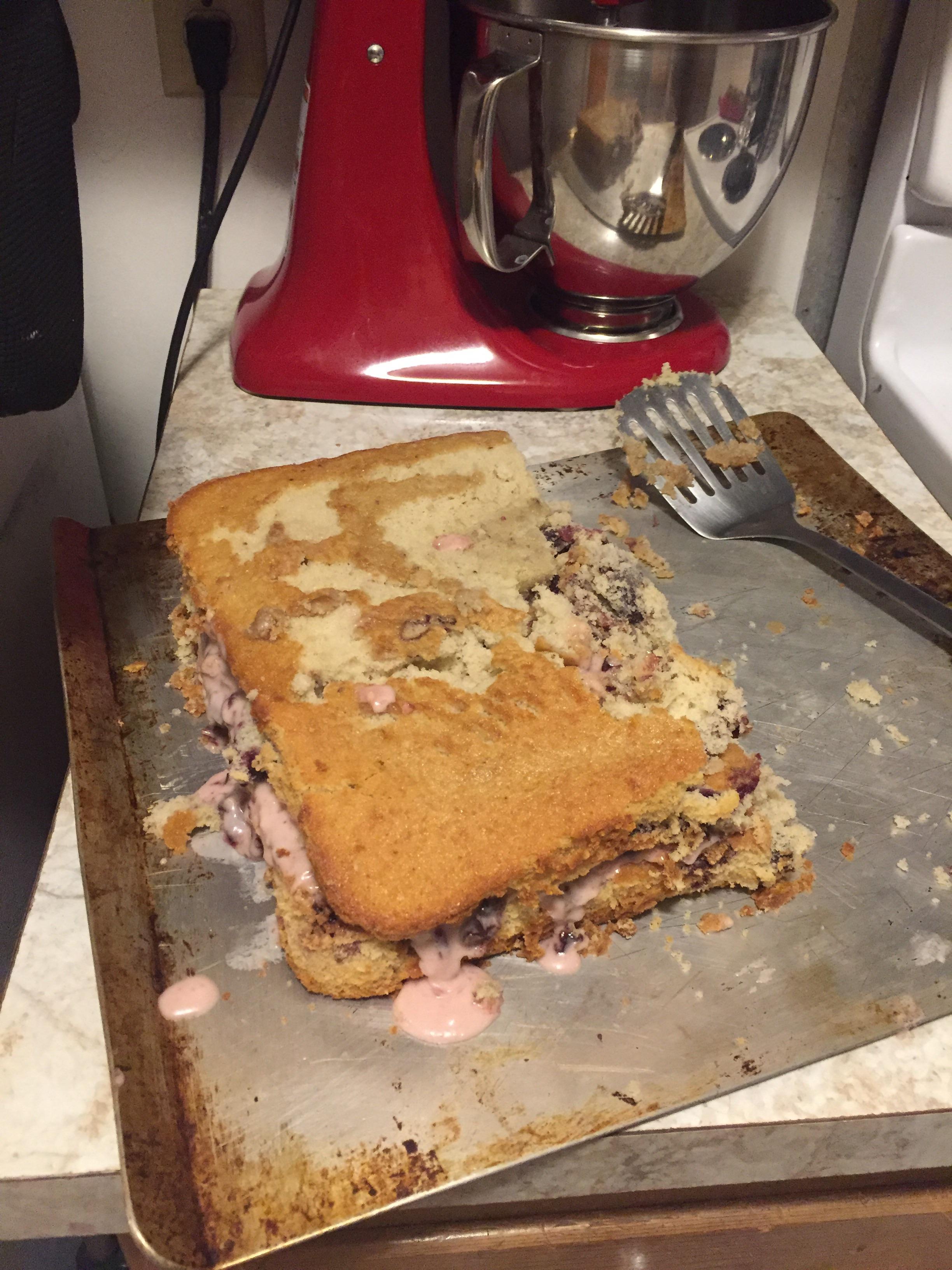 My first ever real cake...and my first ever cake fail. That pink goo