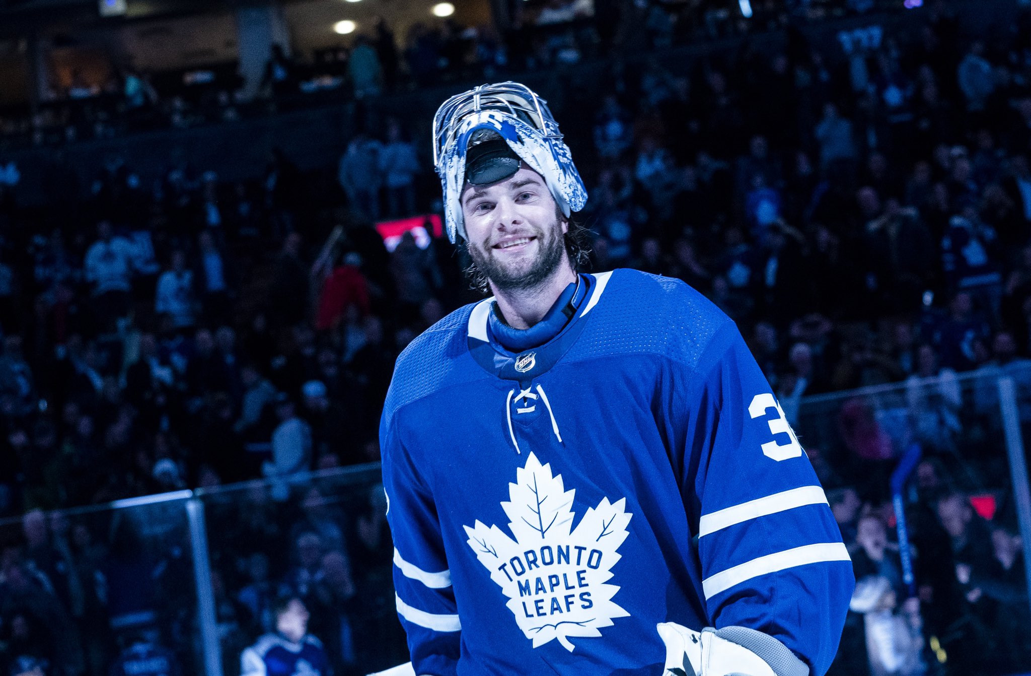 [Toronto Maple Leafs] Smiling Soupy Jack Campbell after being named 1st Star of the Game