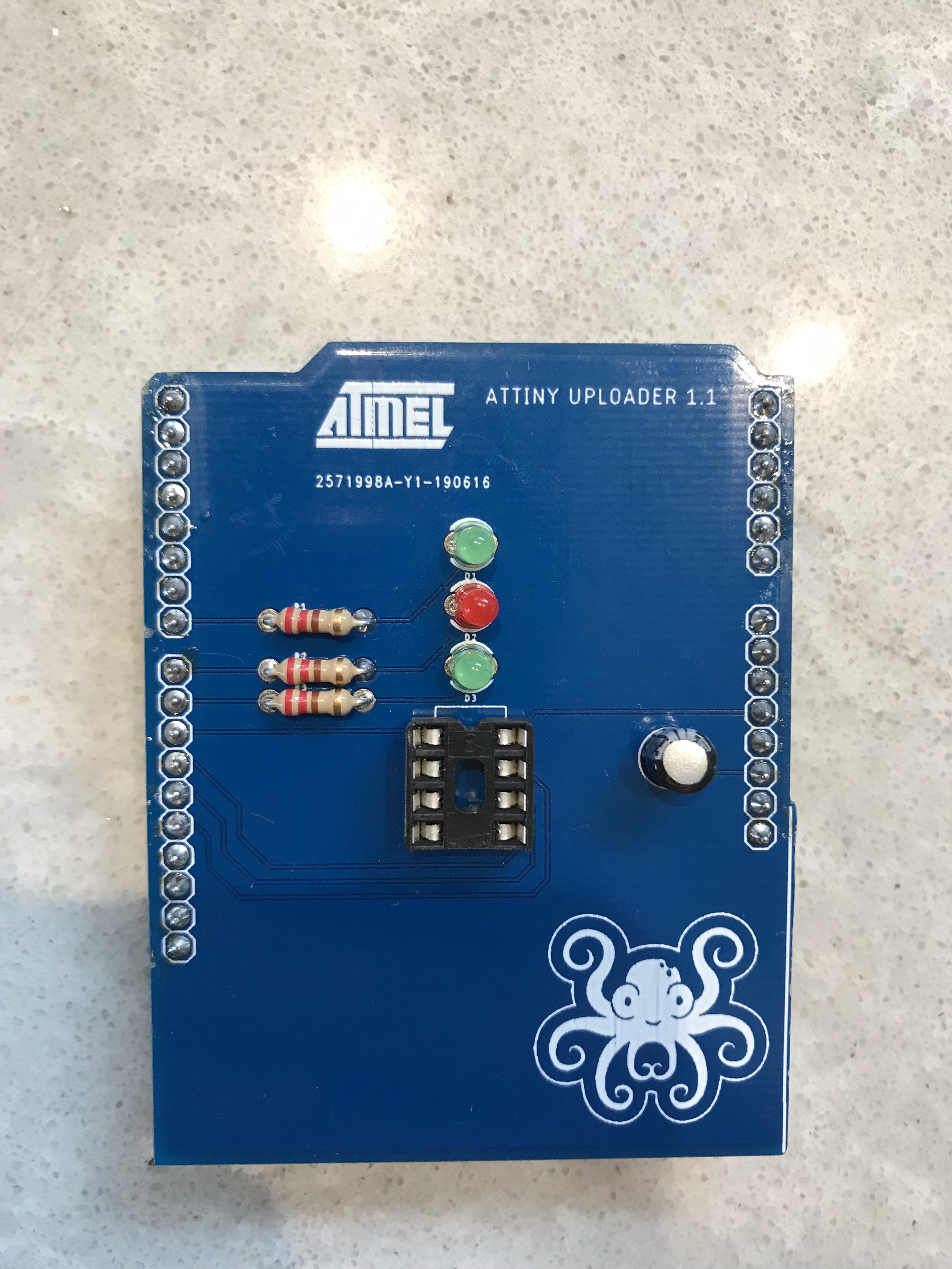 My first attempt at PCB design. I made a shield for programming attiny