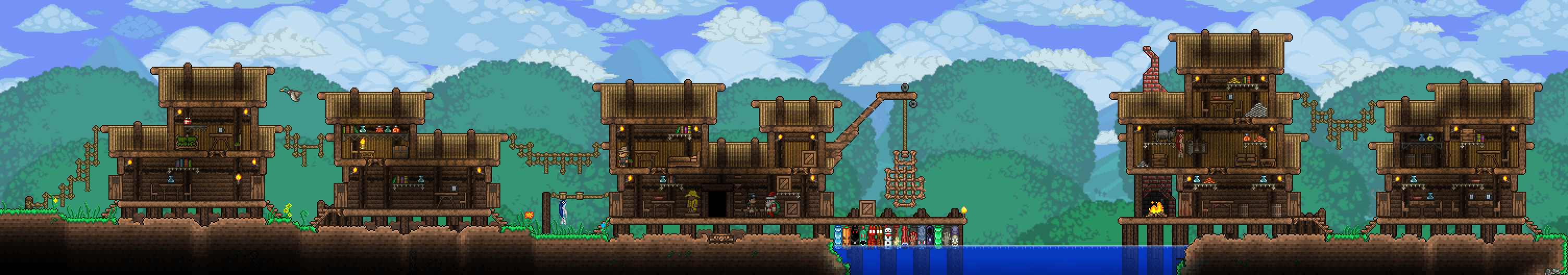 My Hardmode Fishing Village r/Terraria