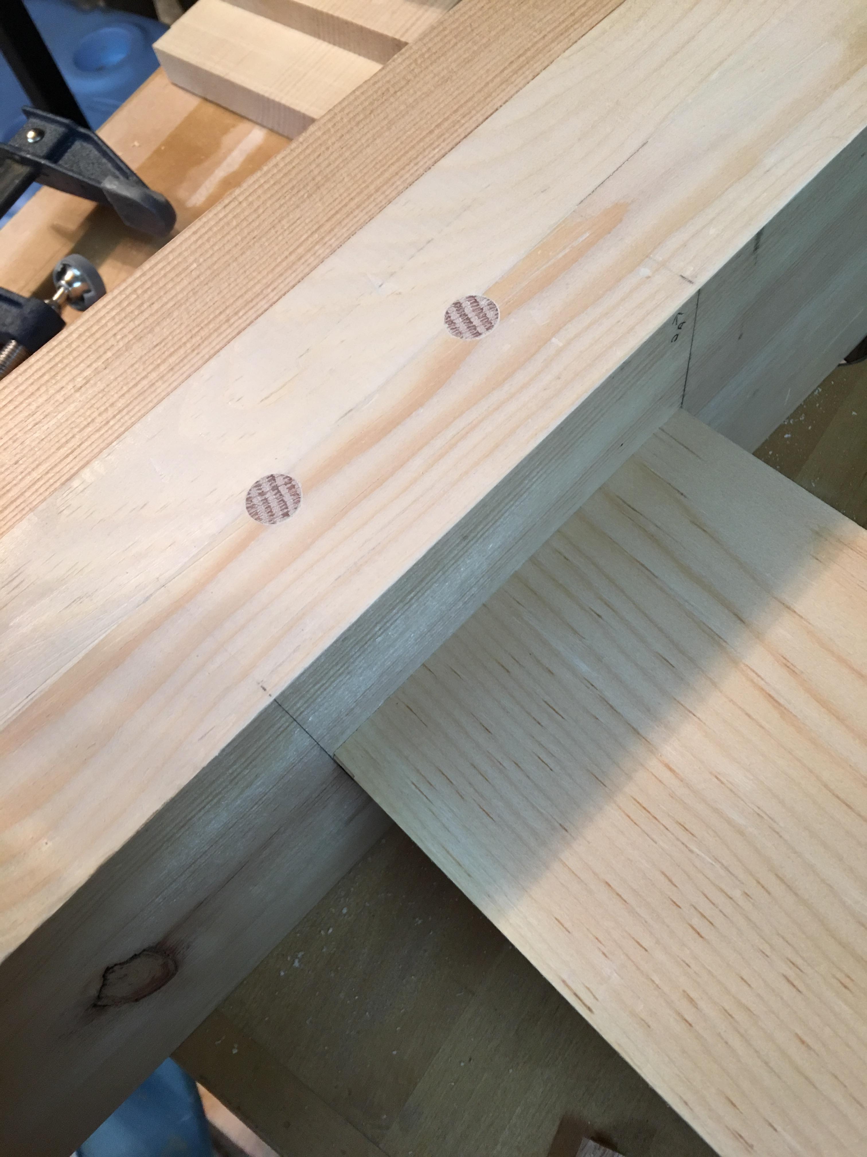 First Drawbored Mortise and Tenon Joint. Oak Pins Pine Frame r
