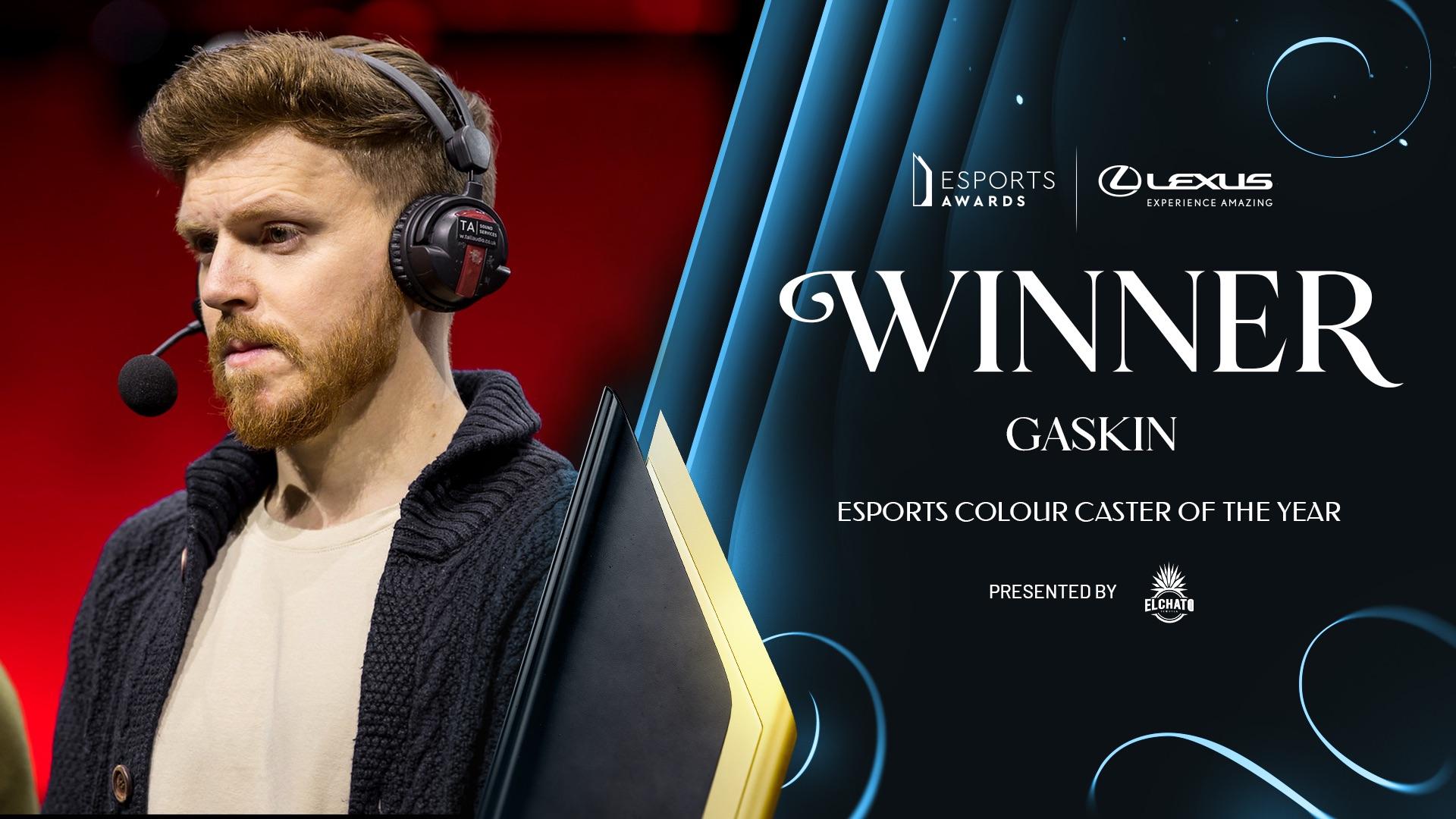 Gaskin wins Esports Colour Caster of the Year at Esports Awards 2023